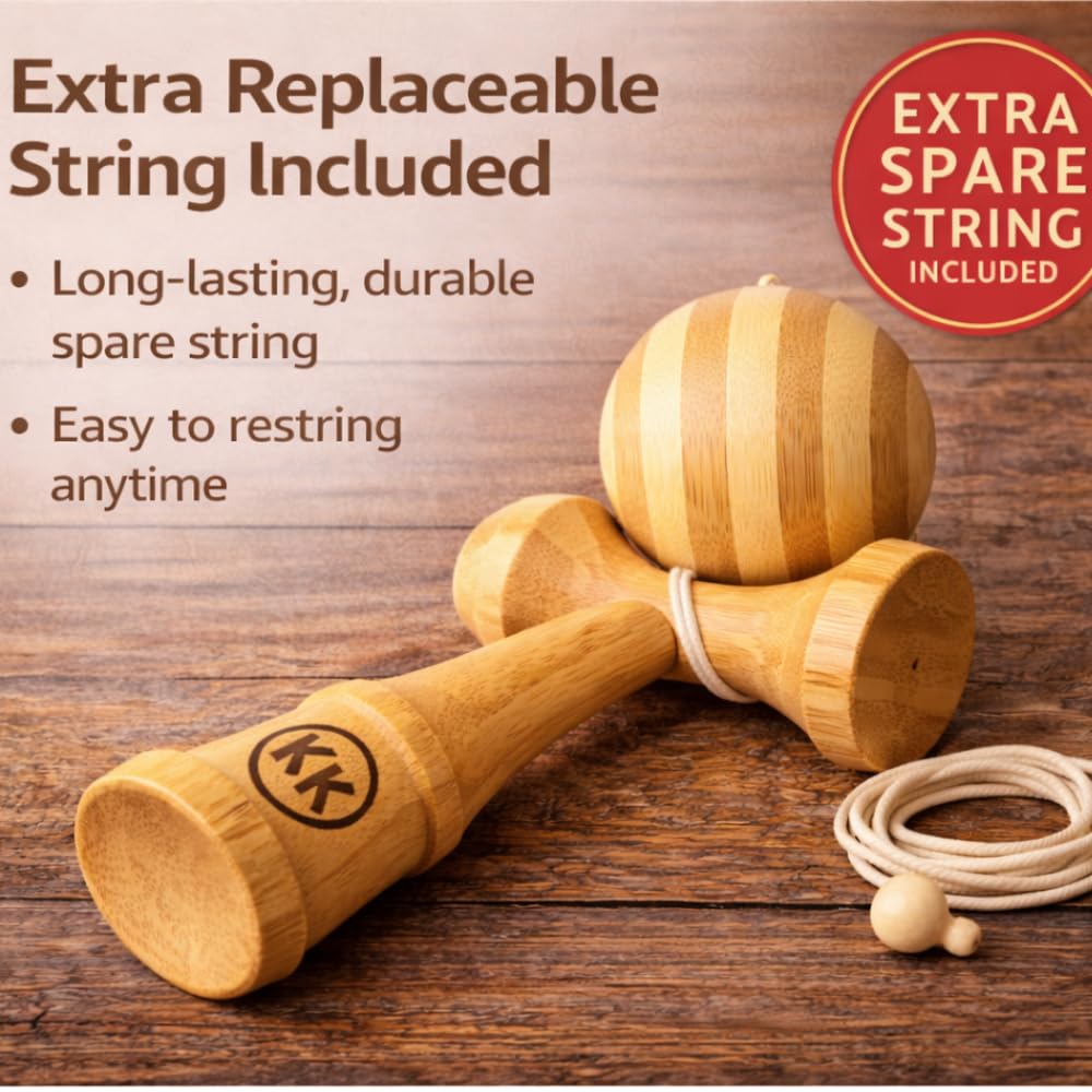 Kotaro Pro Bamboo Kendama - Premium Full-Bamboo Build + Extra String