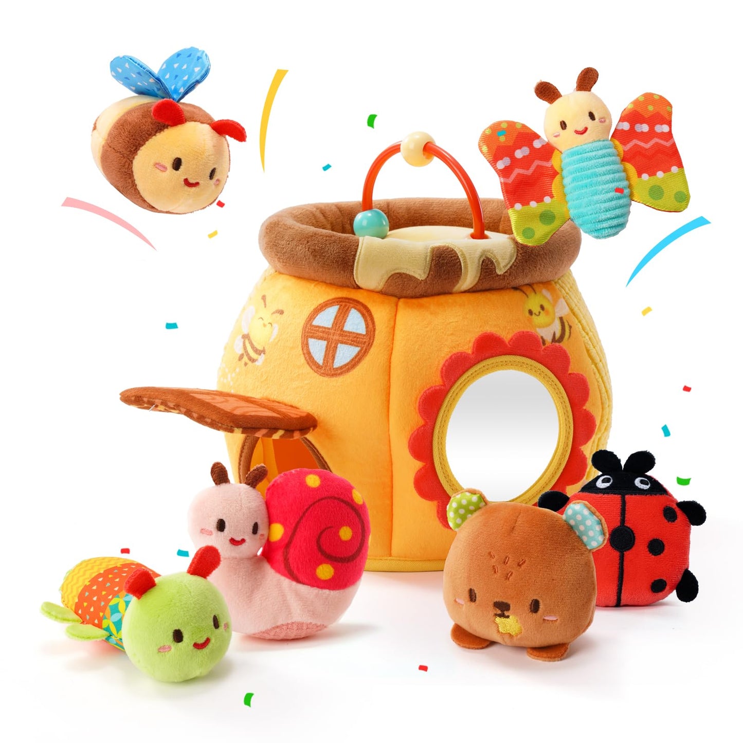 Koty Bee House Sensory Toy – Plush Garden Friends for Babies 0-12 Months | Montessori Toy