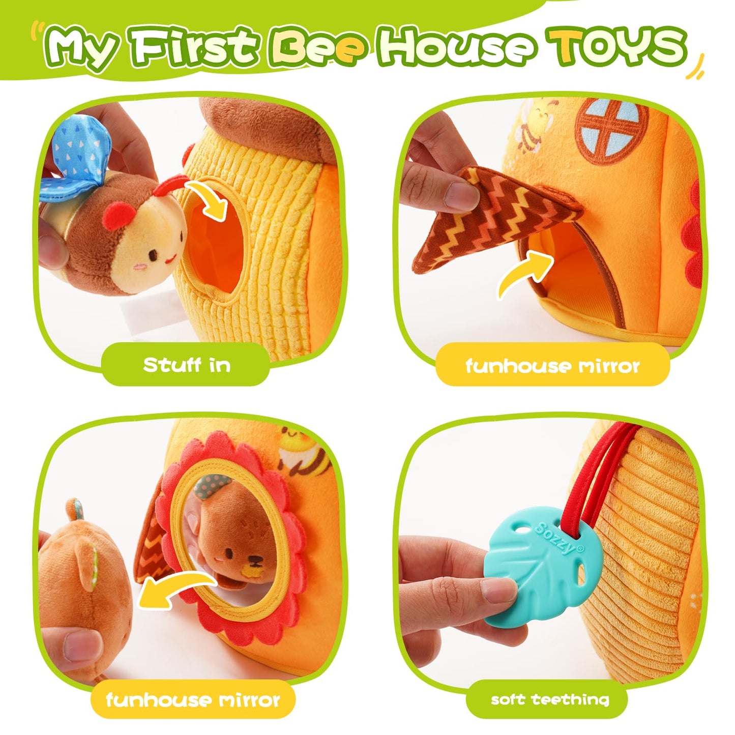 Koty Bee House Sensory Toy – Plush Garden Friends for Babies 0-12 Months | Montessori Toy