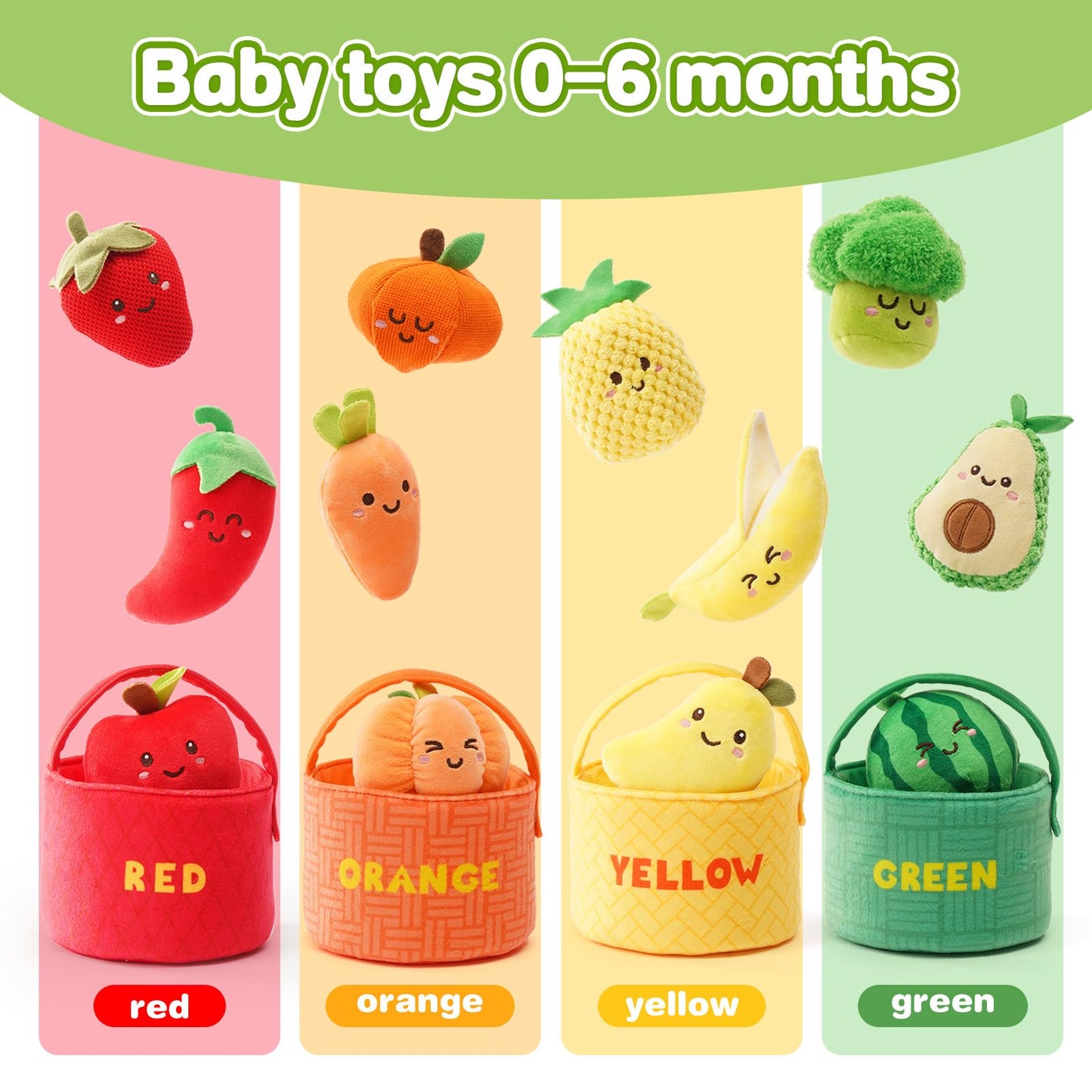 Koty Baby Sensory Toys: Montessori Sorting Basket & Soft Food Play for 6–12 Months