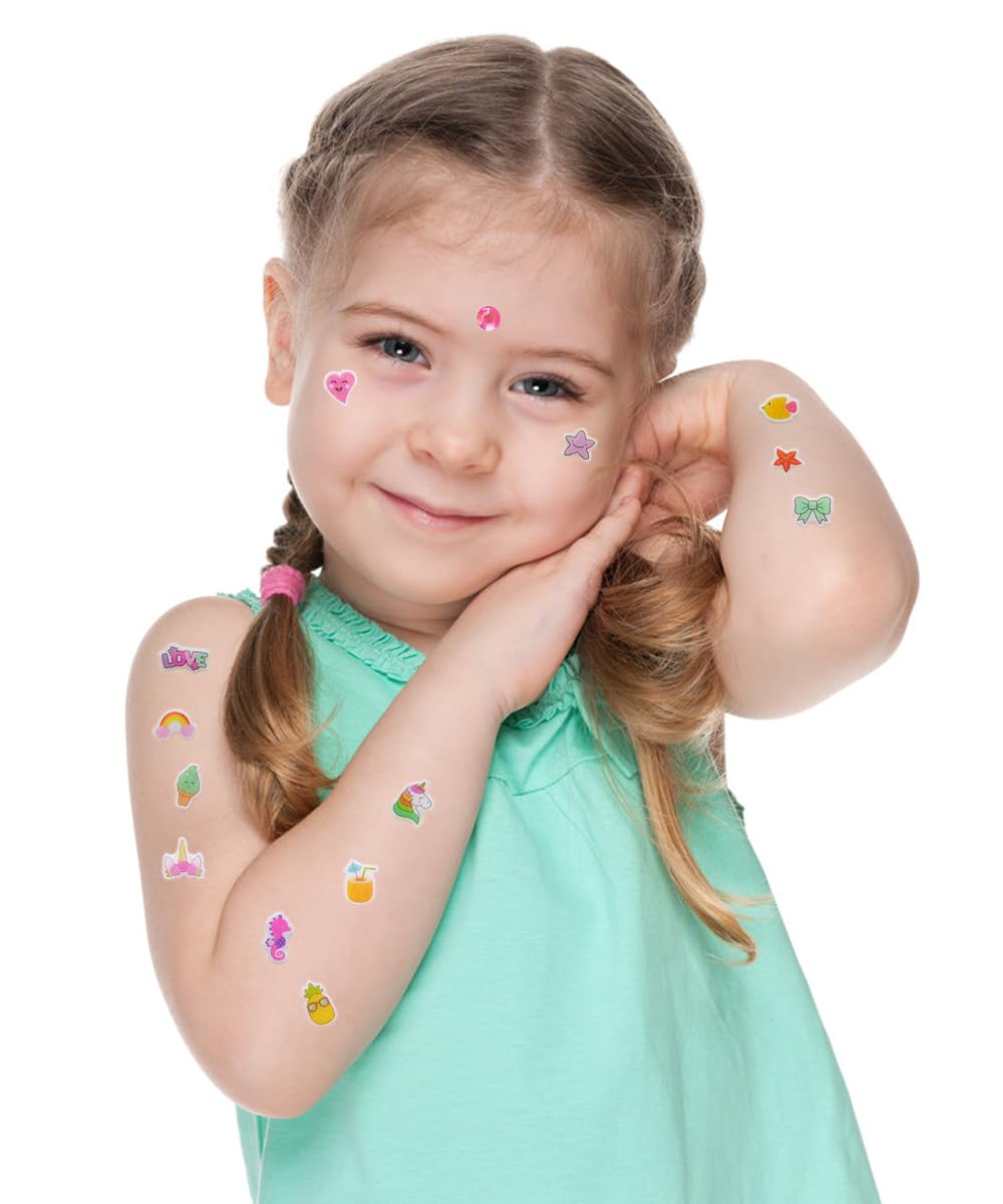 Koutey Stick On Earrings for Girls – 3D Unicorn Sticker Set, 120 Pairs, Self-Adhesive Glitter