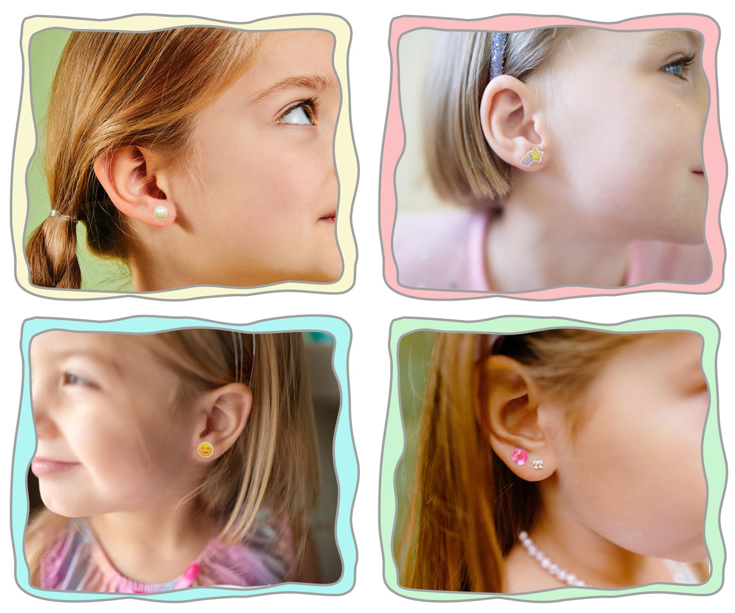 Koutey Stick-On Earrings - 3D Unicorn Glitter Stickers for Kids | 30 Pairs