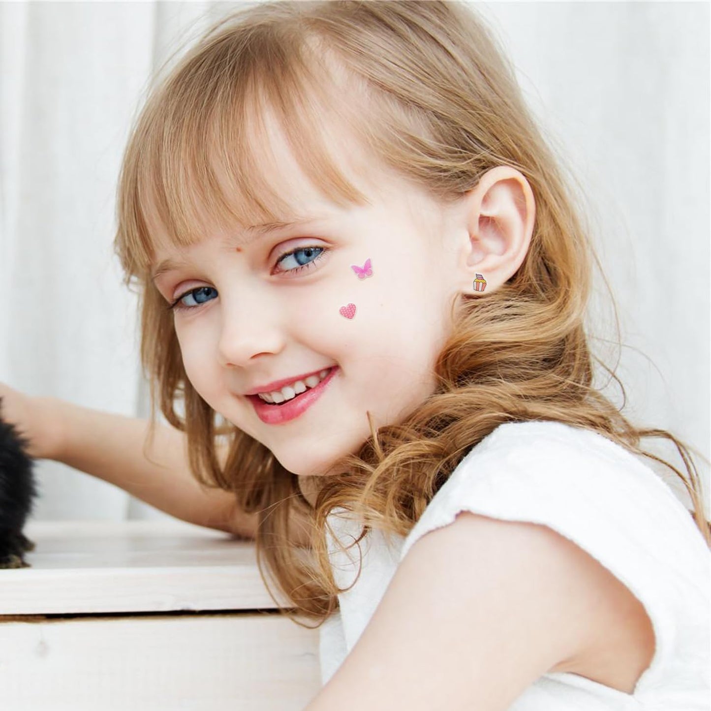 Koutey Stick On Earrings – 30 Pairs Unicorn & Rainbow Self-Adhesive Earrings for Kids