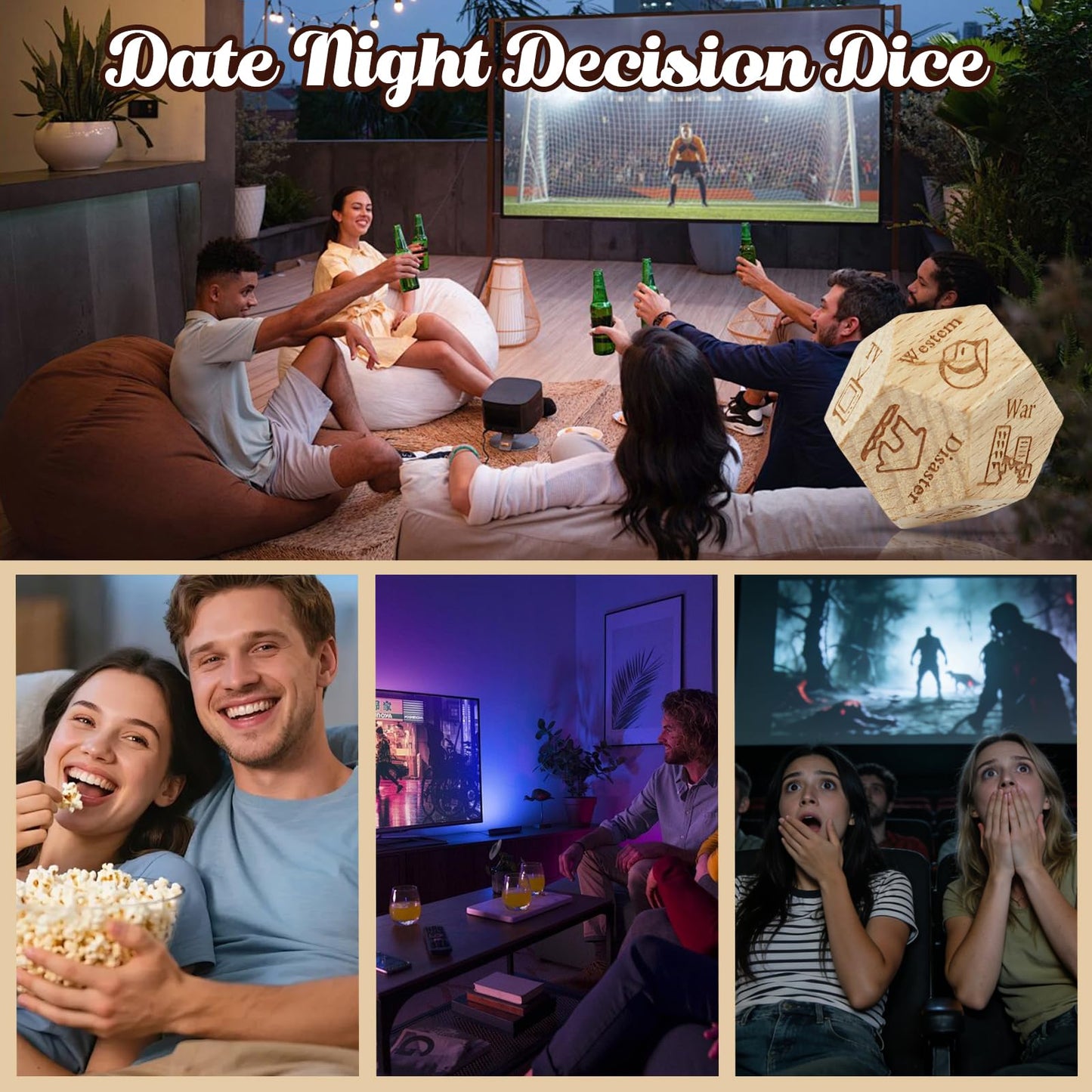 kowgical Valentine’s Day Gifts: Wooden Date Night Dice for Couples