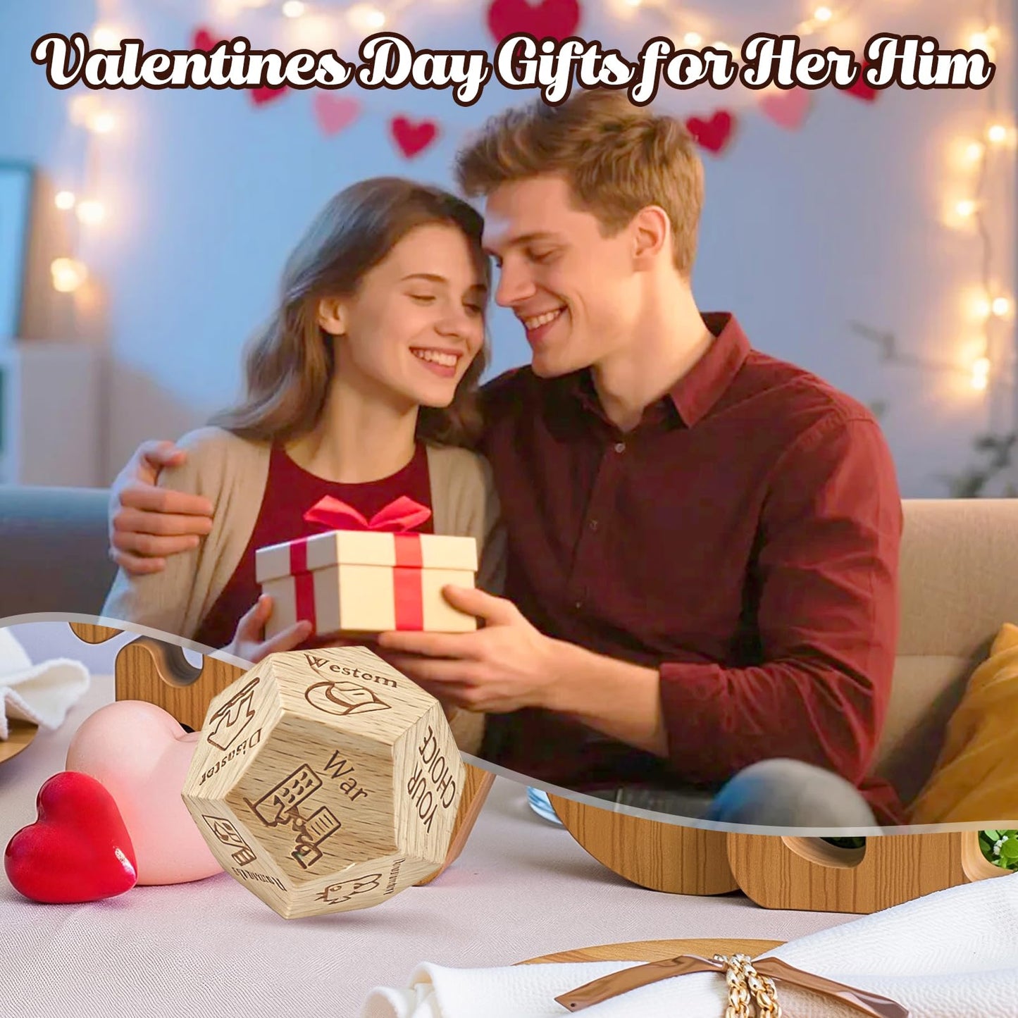 kowgical Valentine’s Day Gifts: Wooden Date Night Dice for Couples