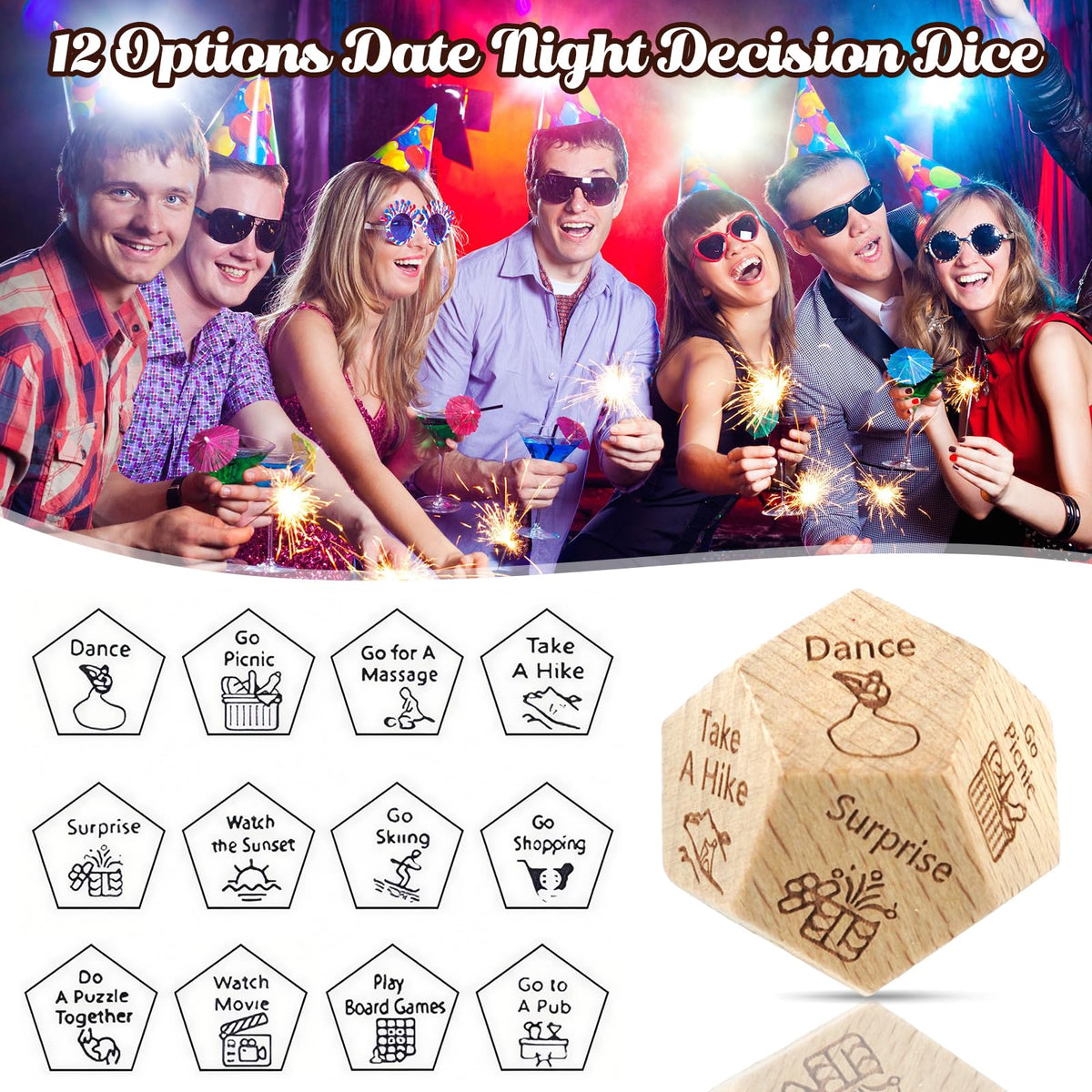 kowgical Valentine’s Day Gifts: Wooden Date Night Dice for Him & Her | Couple Activities & Date Ideas
