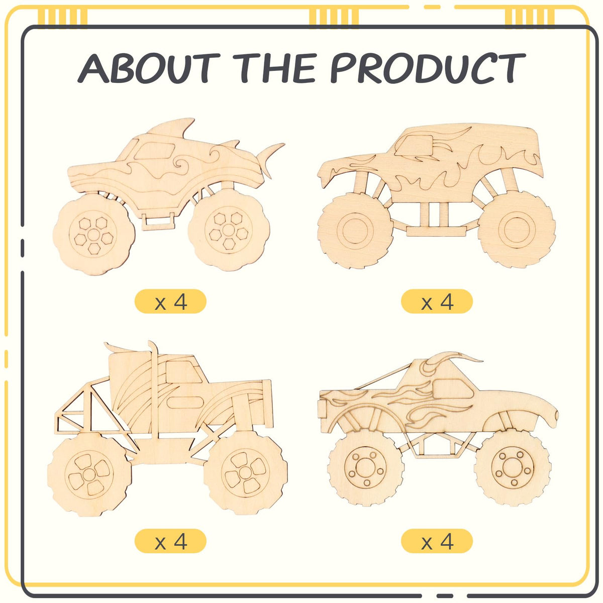 KOYILTD Monster Truck Valentine Card Kit – 12-Piece Classroom Craft for Kids