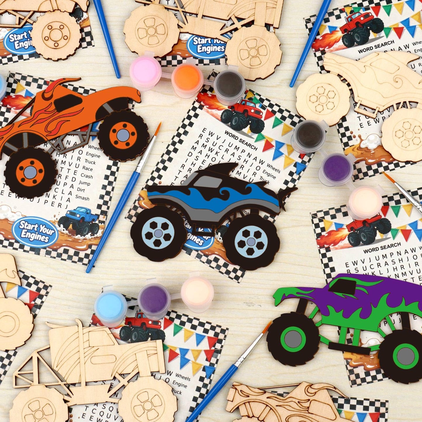 KOYILTD Monster Truck Valentine Card Kit – 12-Piece Classroom Craft for Kids