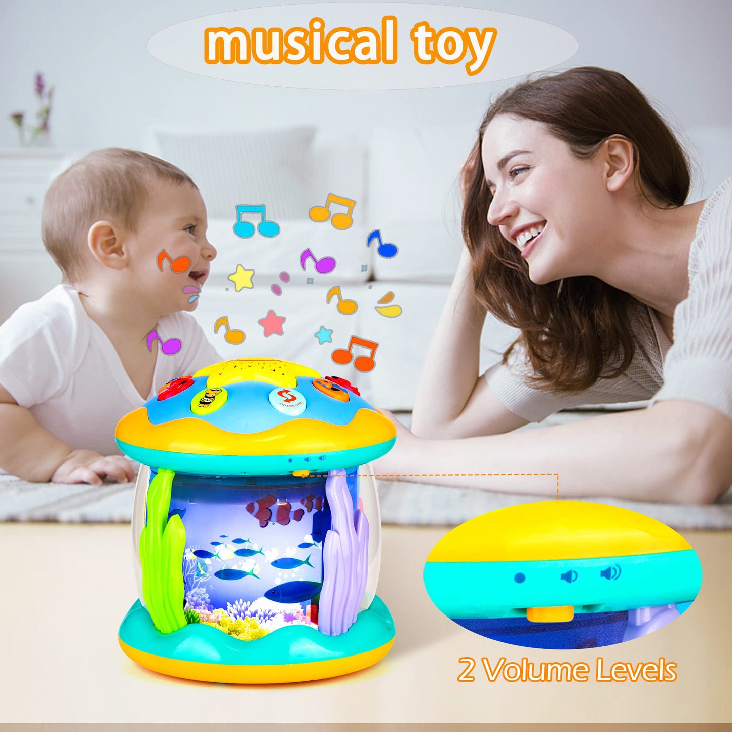 Koyiwa Musical Light-Up Tummy Time Toy – Ocean Projector for 6-18 Months