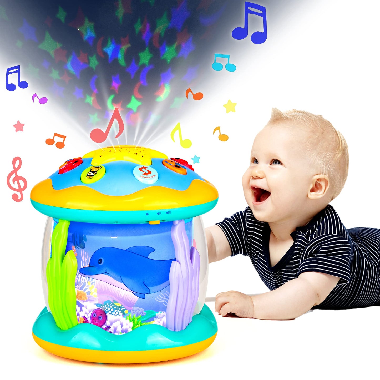 Koyiwa Musical Light-Up Tummy Time Toy – Ocean Projector for 6-18 Months