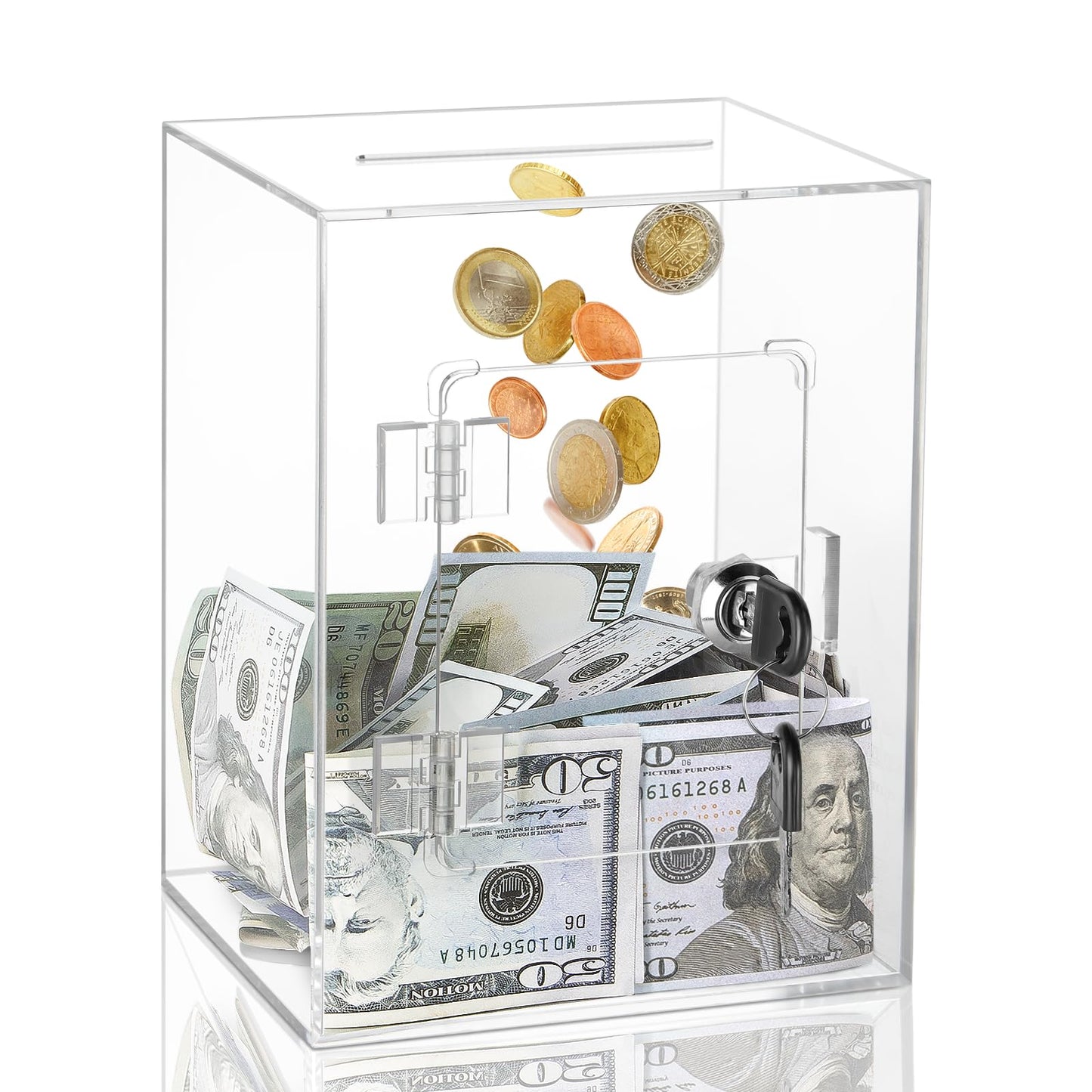 Kozsort Clear Piggy Bank – Large Acrylic Savings Jar with Key (Adults & Kids)