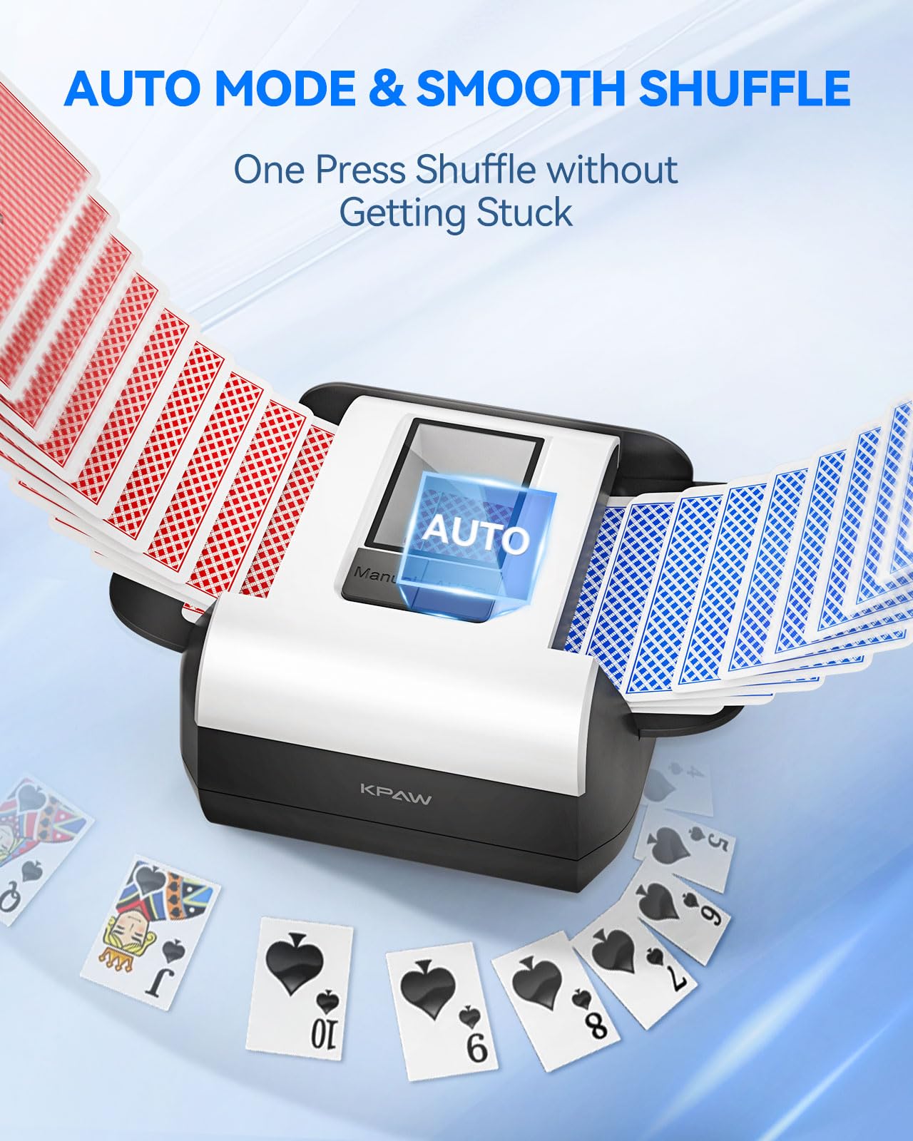 KPAW Automatic Card Shuffler Machine – 1-2 Decks, Low Noise, Rechargeable & Portable