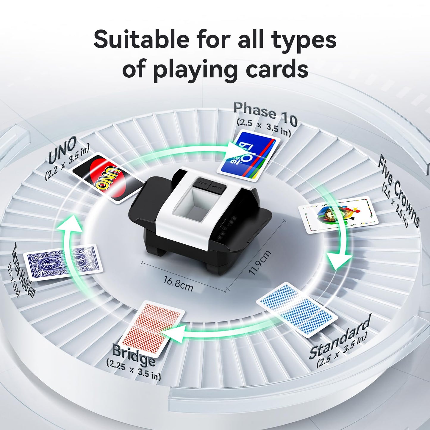 KPAW Card Shuffler 2 Deck – Rechargeable, Low-Noise Dual-Mode Auto Shuffler