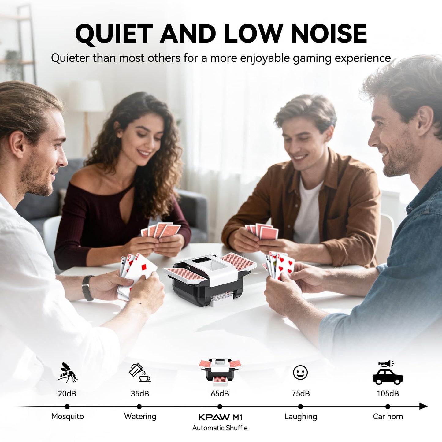 KPAW Card Shuffler 2 Deck – Rechargeable, Low-Noise Dual-Mode Auto Shuffler