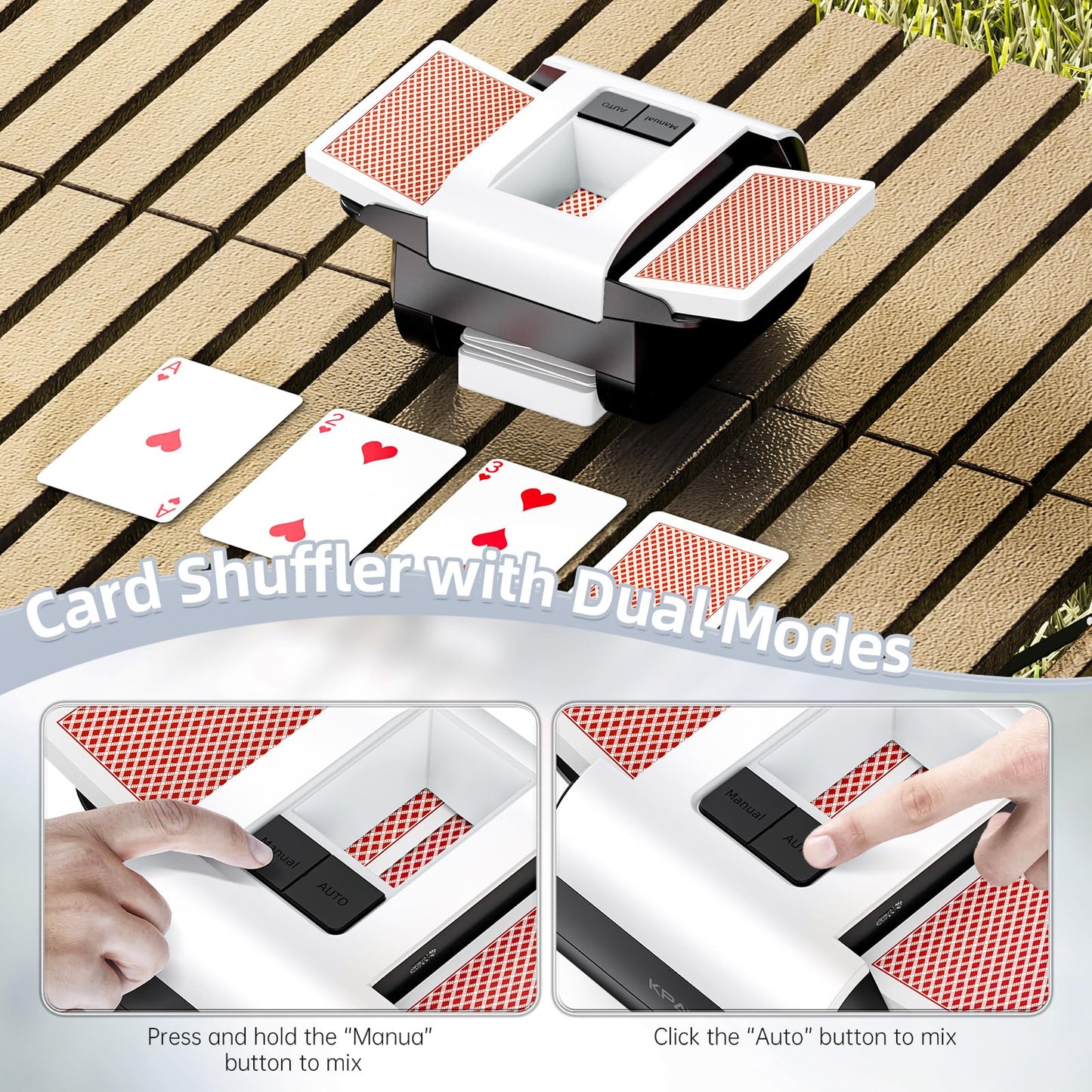 KPAW Card Shuffler 2 Deck – Rechargeable, Low-Noise Dual-Mode Auto Shuffler