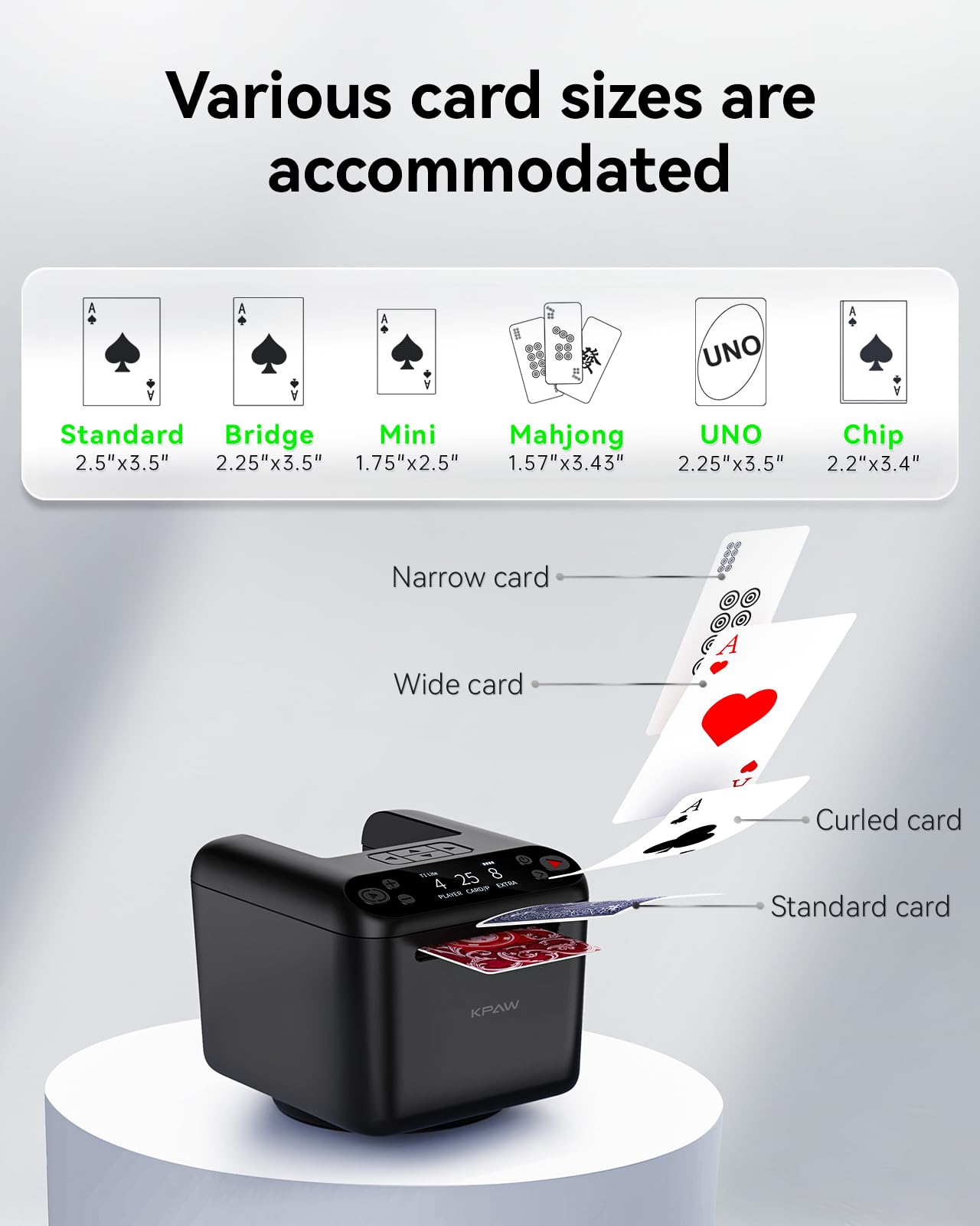 KPAW Automatic Card Dealer – 4 Remotes, 1–3 Decks, USB Rechargeable, Portable Card Dealer for Poker, UNO & More