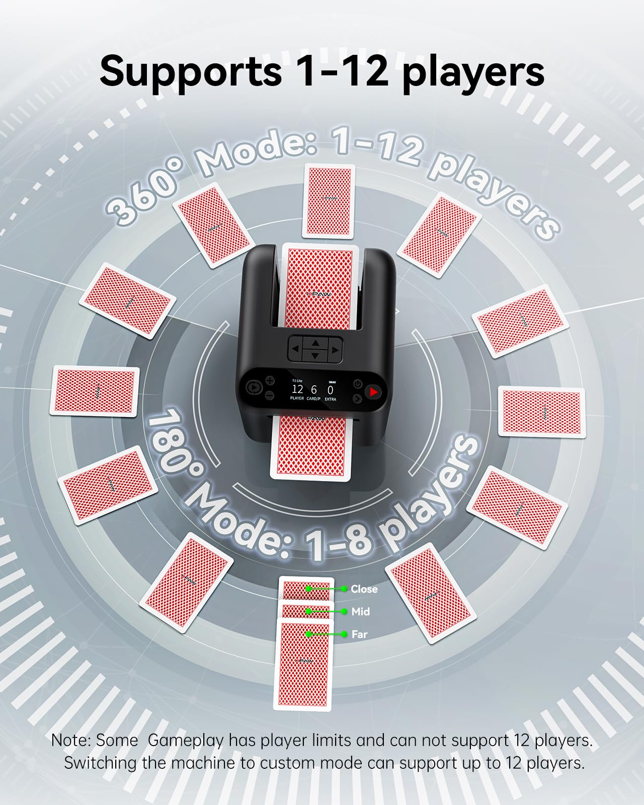 KPAW Automatic Card Dealer – 4 Remotes, 1–3 Decks, USB Rechargeable, Portable Card Dealer for Poker, UNO & More