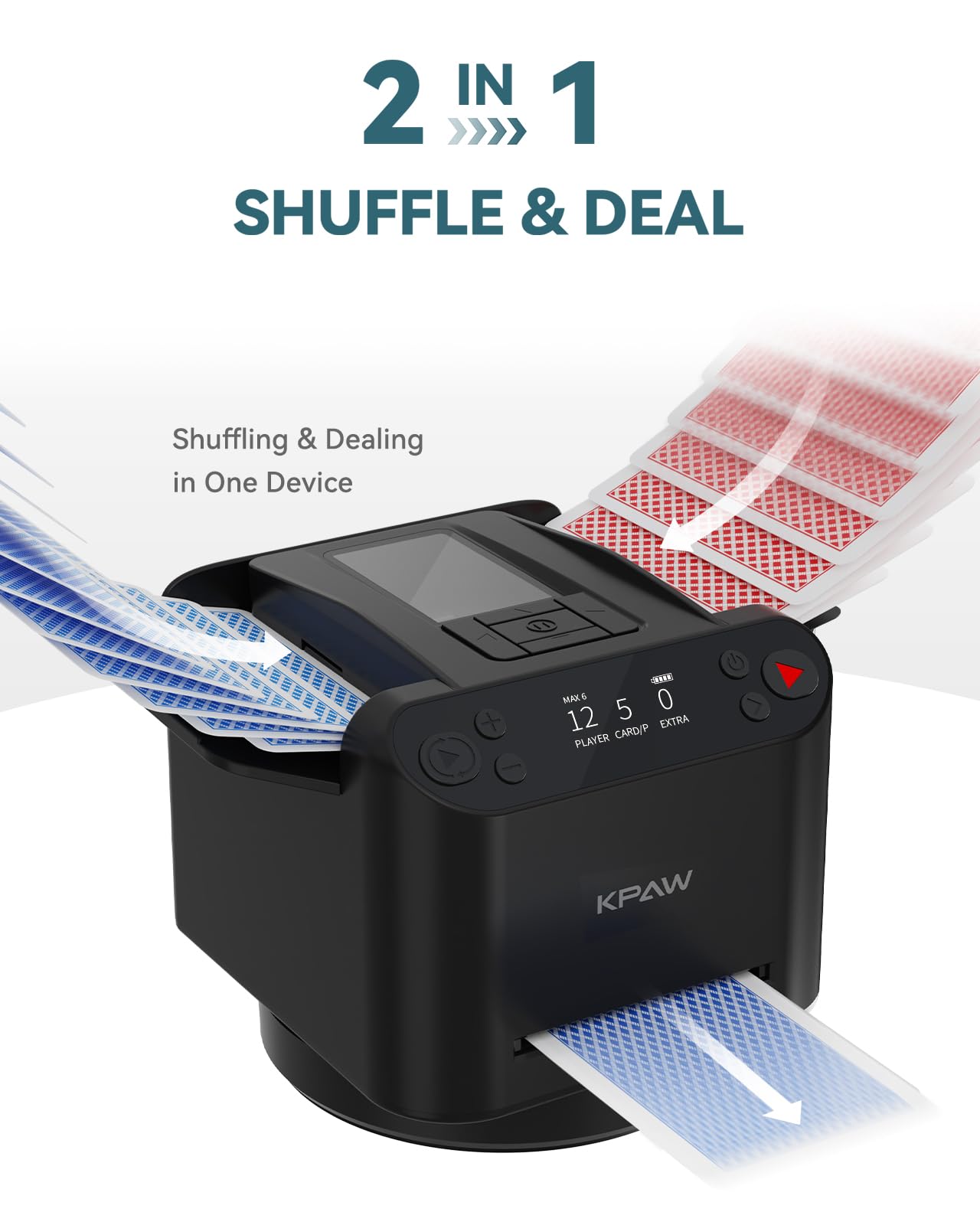 KPAW Automatic Card Shuffler & Dealer – 12 Players, 4 Remotes, Rechargeable