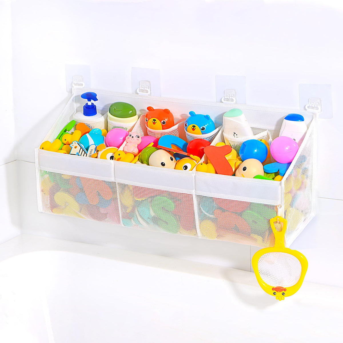 KPH Bath Toy Holder – 6 Pockets, Quick-Dry Mesh, Easy Organizer