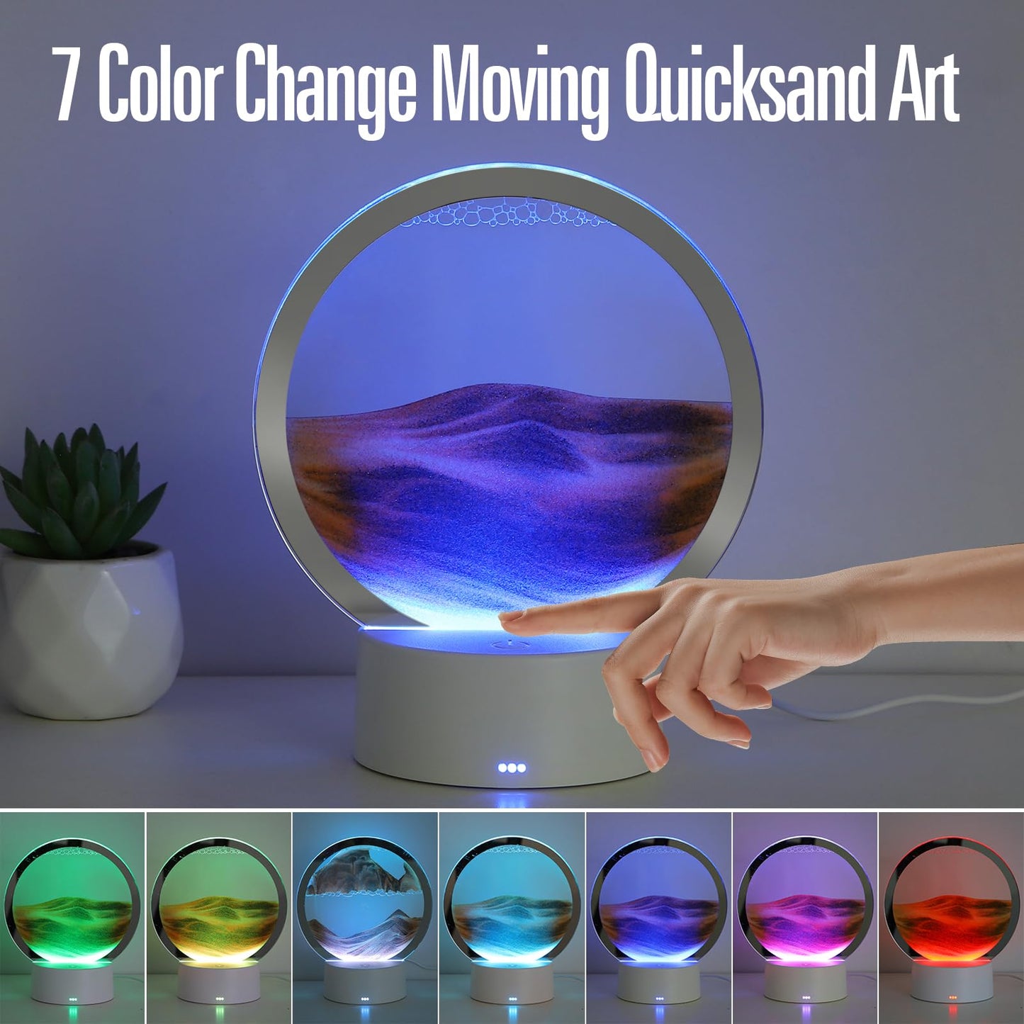 KPNUWN Moving Sand Art Liquid Motion – 3D Deep Sea Sandscape, 6-inch Orange, Round Glass
