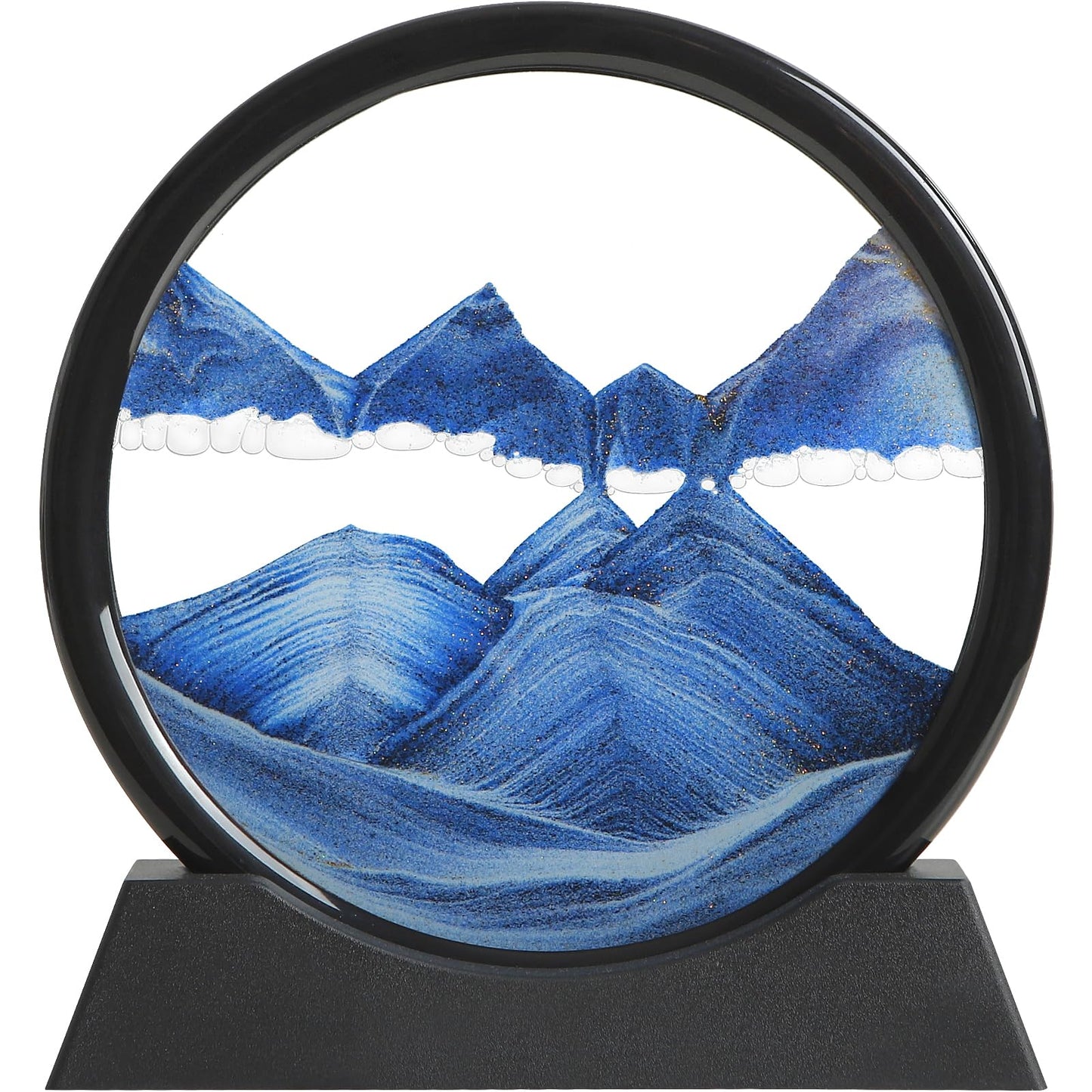 KPNUWN Moving Sand Art – 3D Deep Sea Sandscape, Blue, 7-Inch Round Glass Desk Decor