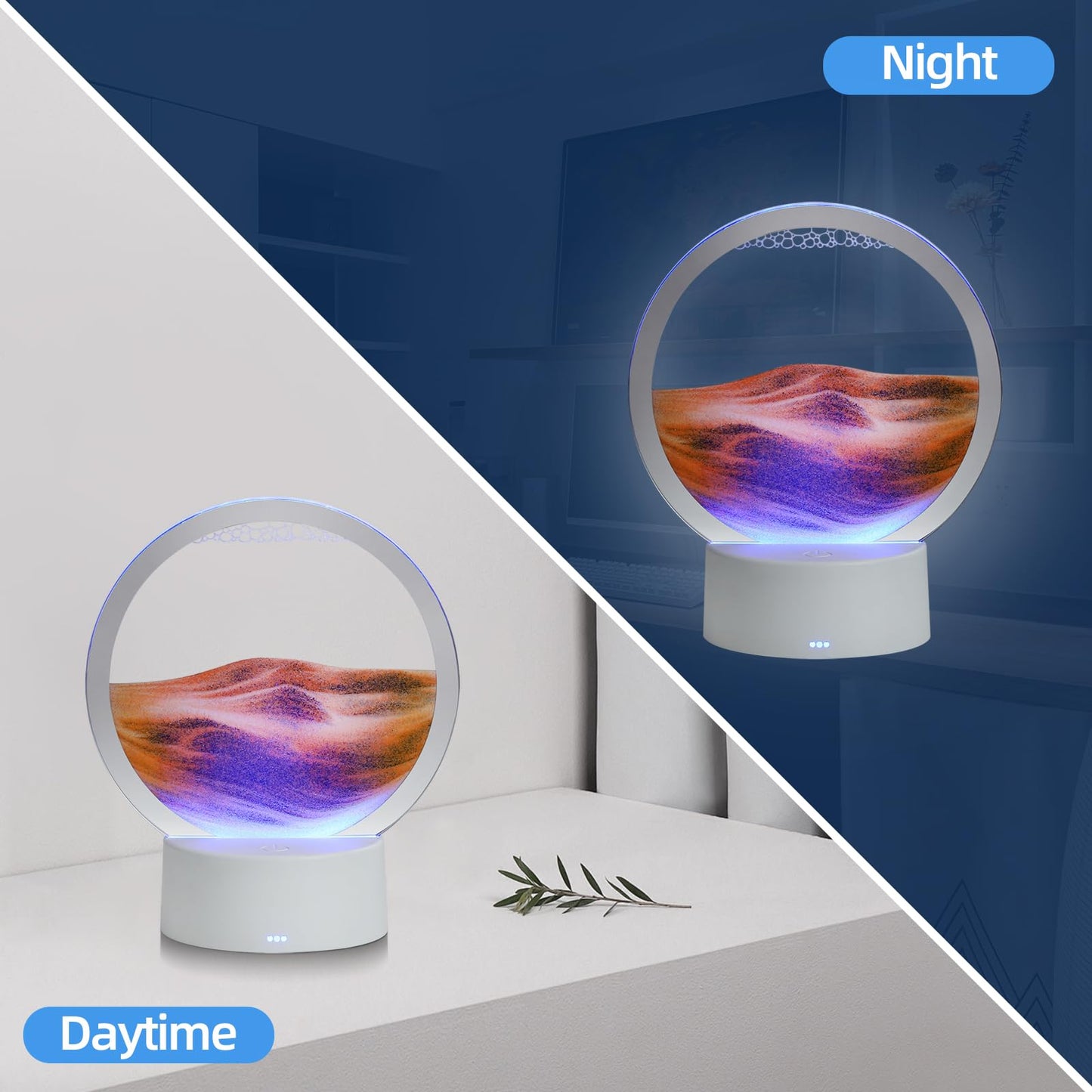 KPNUWN Moving Sand Art Liquid Motion – 3D Deep Sea Sandscape, 6-inch Orange, Round Glass