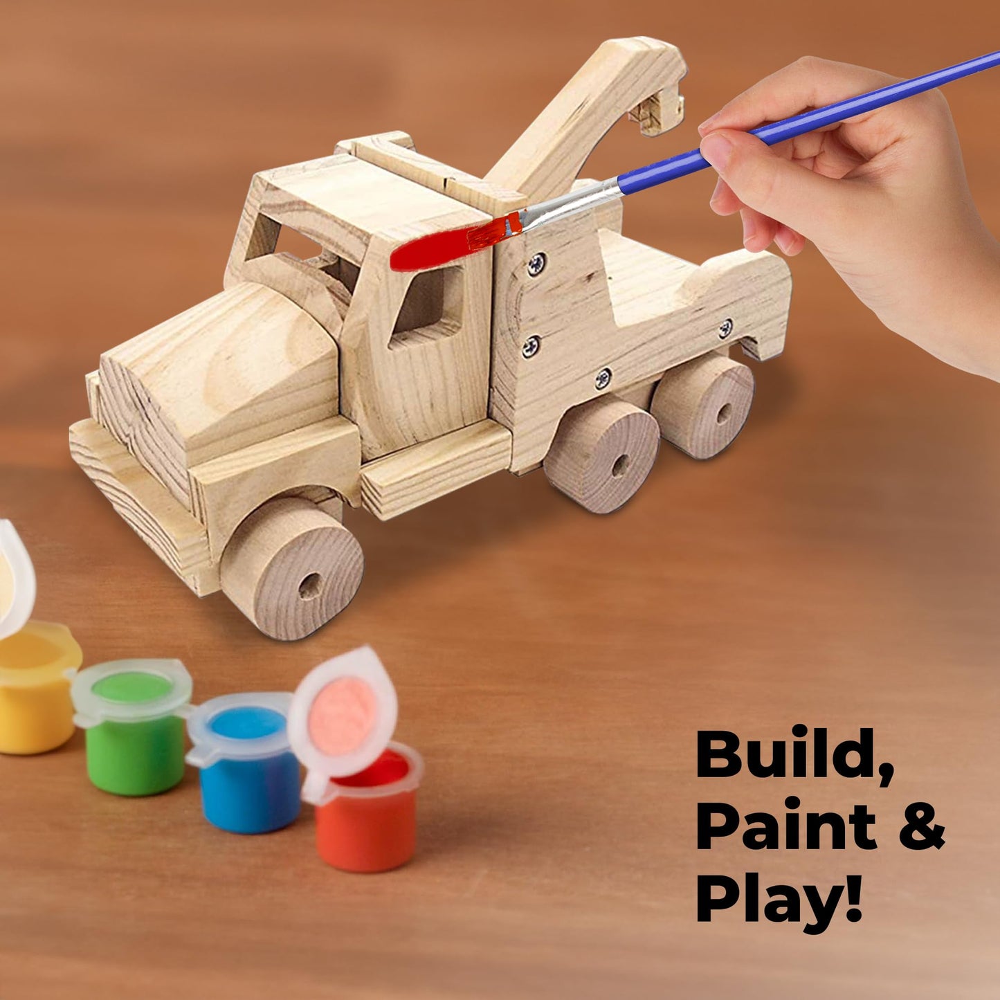 Kraftic Woodworking Kit for Kids & Adults — Tow Truck, Birdhouse, Dump Truck