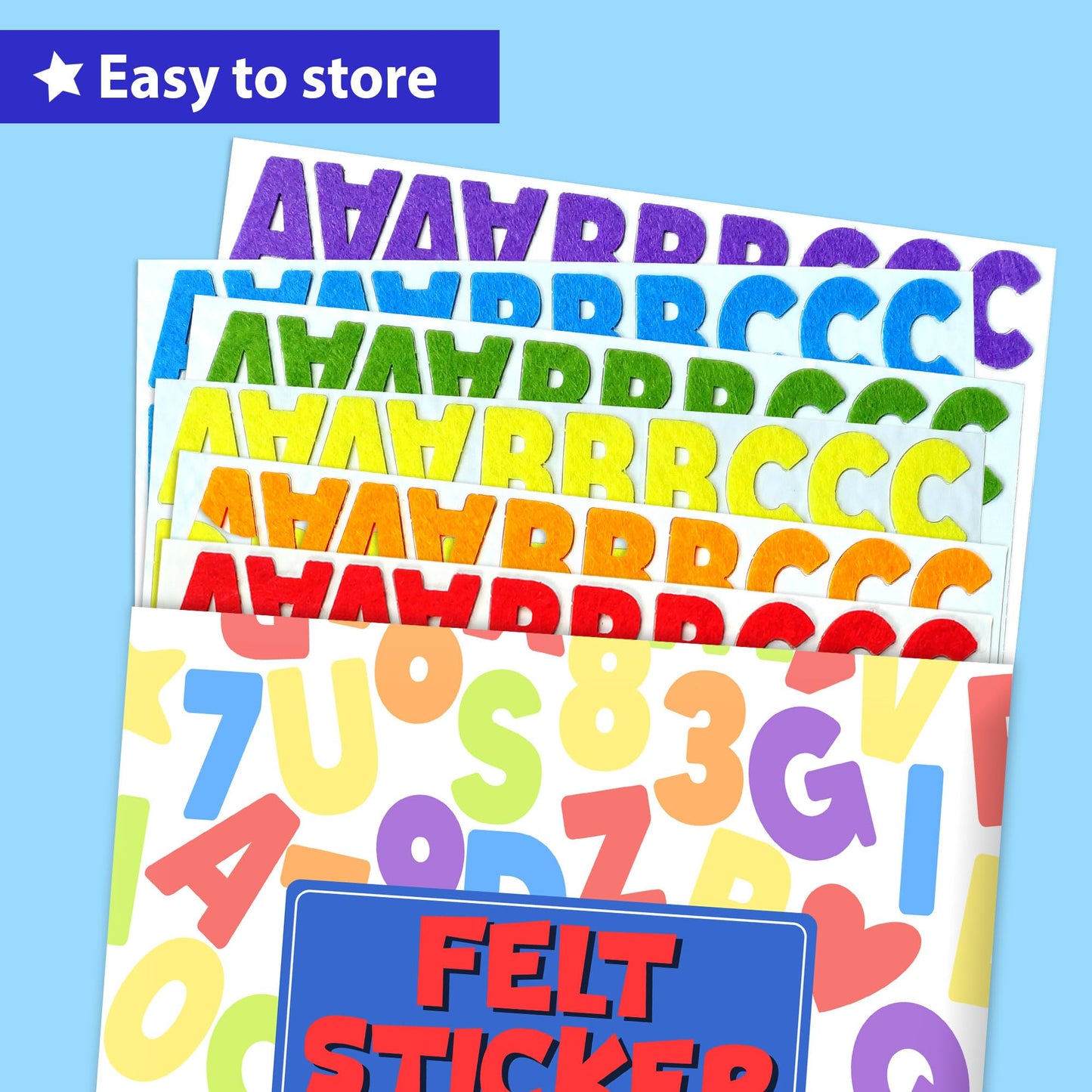 KRAFUN 500+ Felt Stickers for Toddlers & Kids – Self-Adhesive Alphabet, Numbers & Shapes