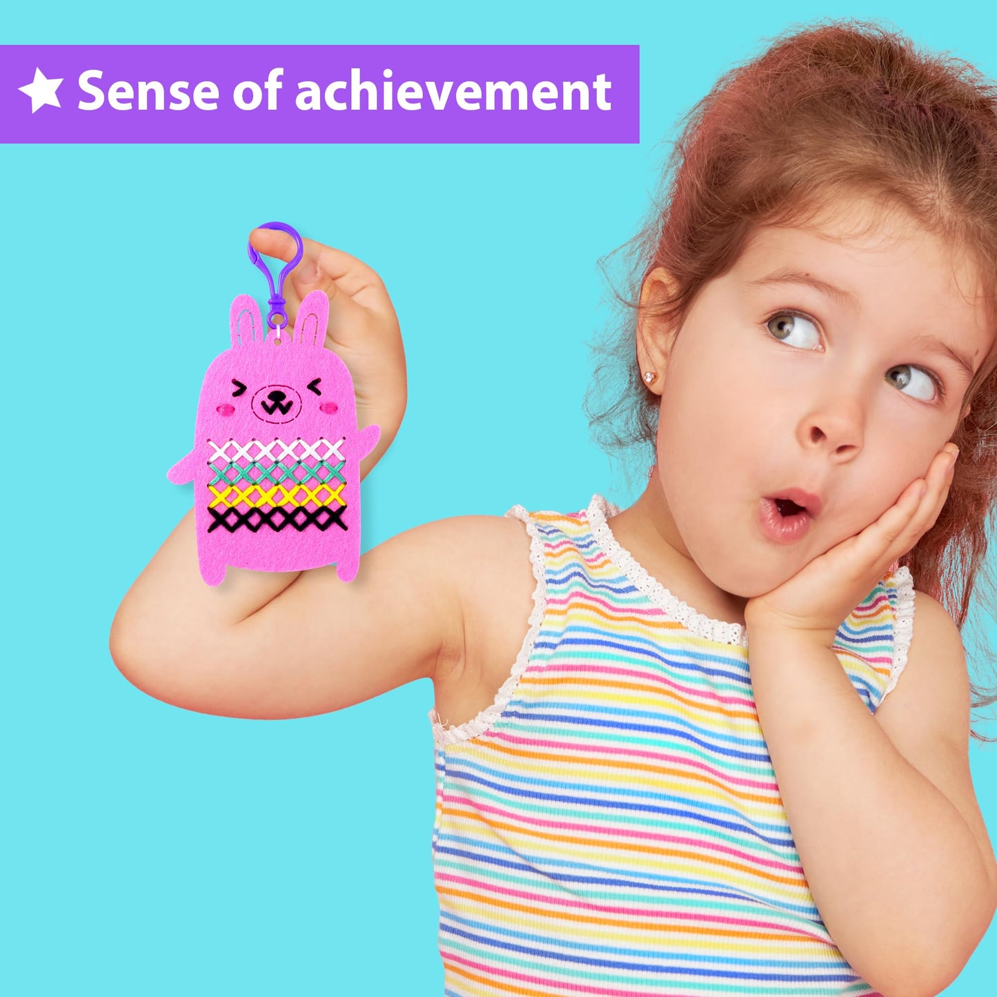 KRAFUN Beginner Cross Stitch Kit for Kids – 6 Easy Projects with Felt Crafts