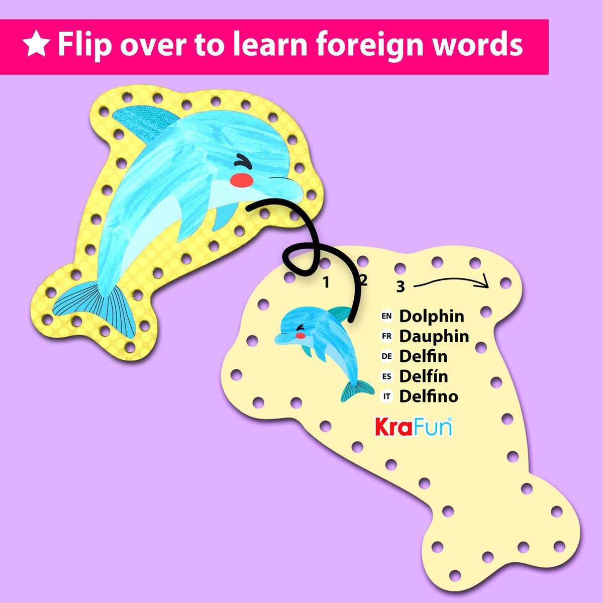 KRAFUN Beginner Mermaid Lacing Card Kit for Kids – 5 Easy Mermaid & Sea Animal Projects