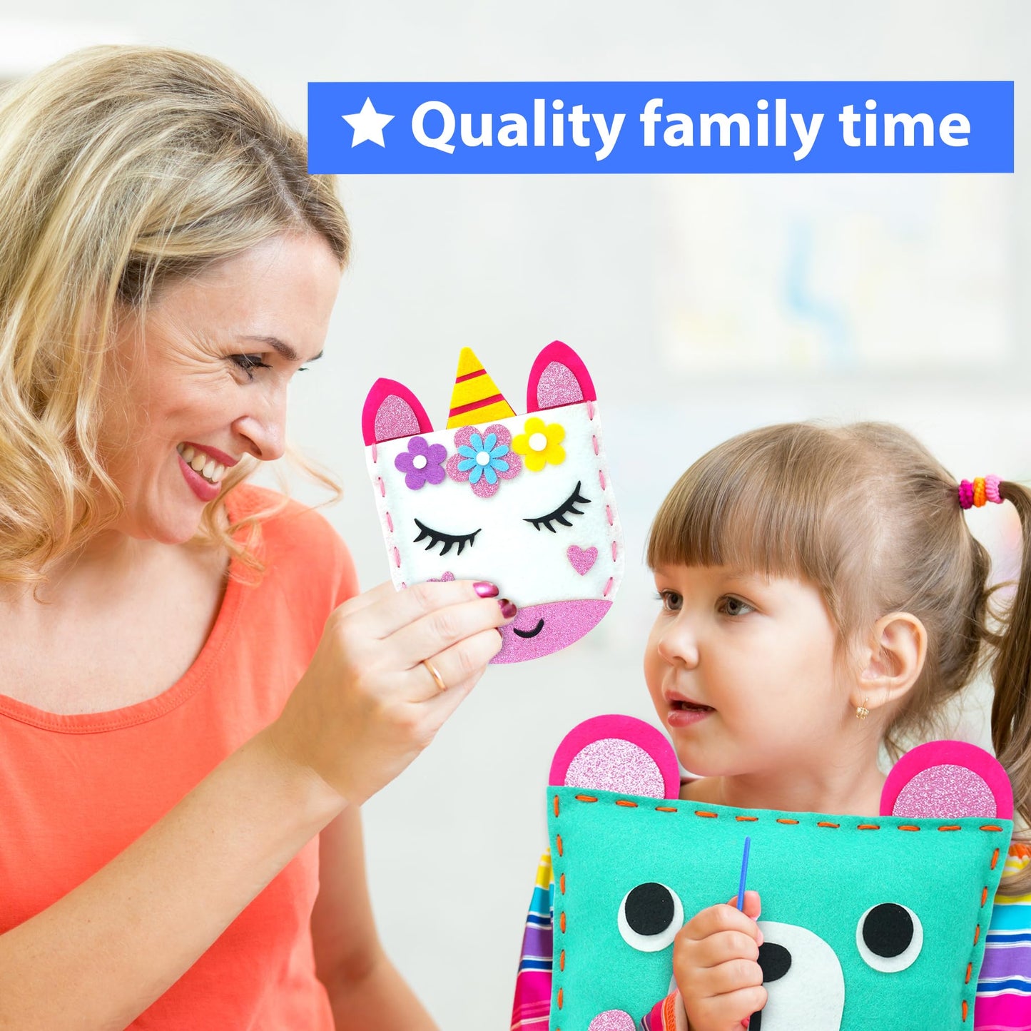 KRAFUN My First Sewing Kit for Kids - 7 Easy Plush Projects & Felt Crafts
