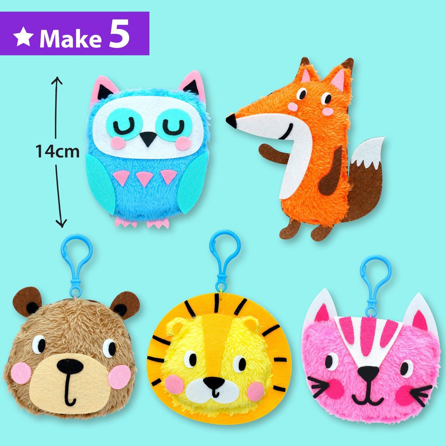 KRAFUN My First Sewing Animal Kit for Kids – 5 Easy Projects, Safe Materials, No-Mess Craft