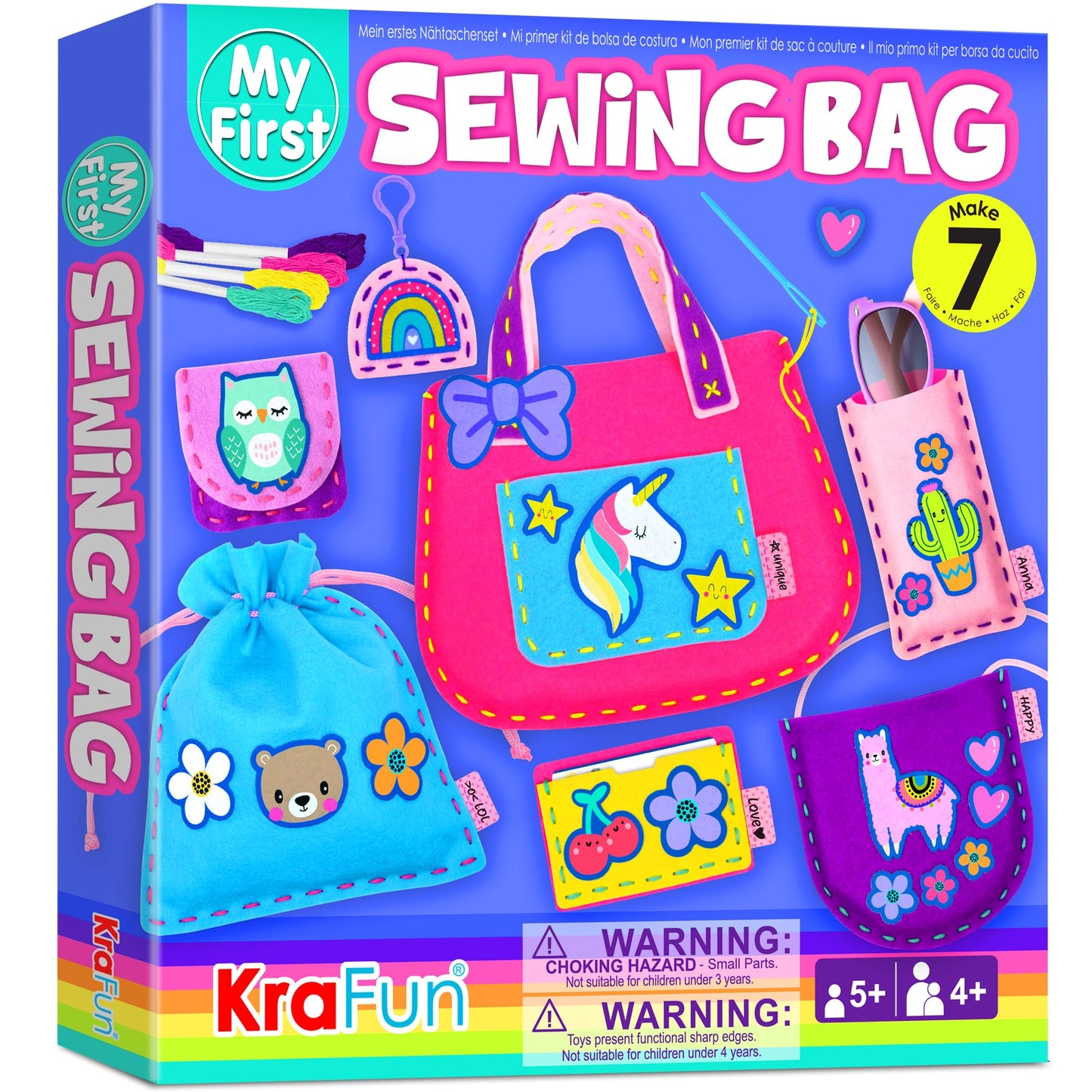 KRAFUN My First Sewing Bag Kit | 6 Easy DIY Projects for Kids
