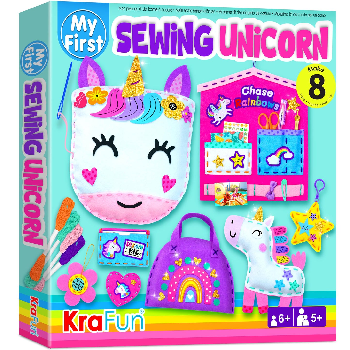 KRAFUN My First Unicorn Kids Sewing Kit — 8 Beginner Projects for Ages 5+