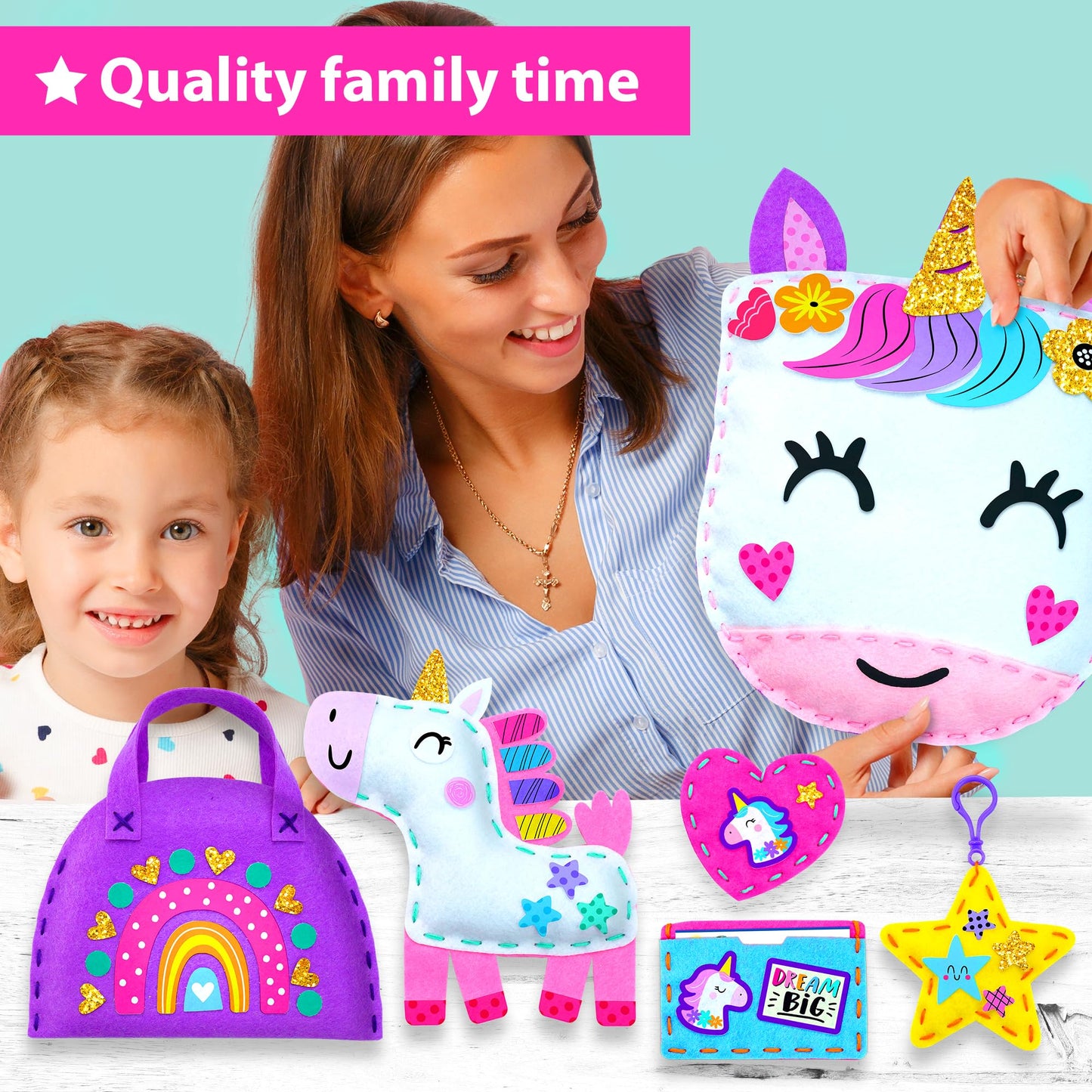 KRAFUN My First Unicorn Kids Sewing Kit — 8 Beginner Projects for Ages 5+