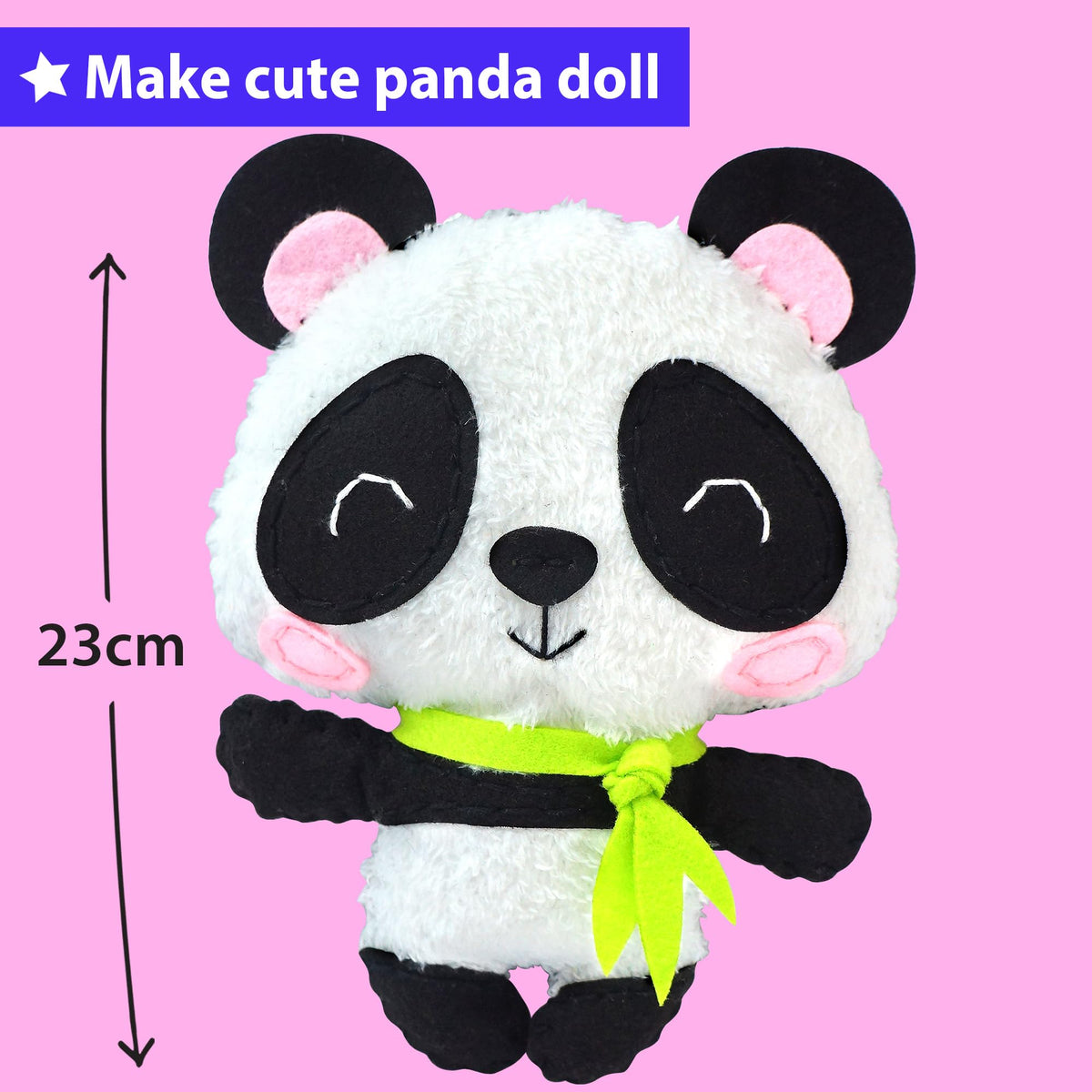KRAFUN Panda Animal Sewing Kit for Kids – Beginner Embroidery Craft with Panda Doll & Felt Materials