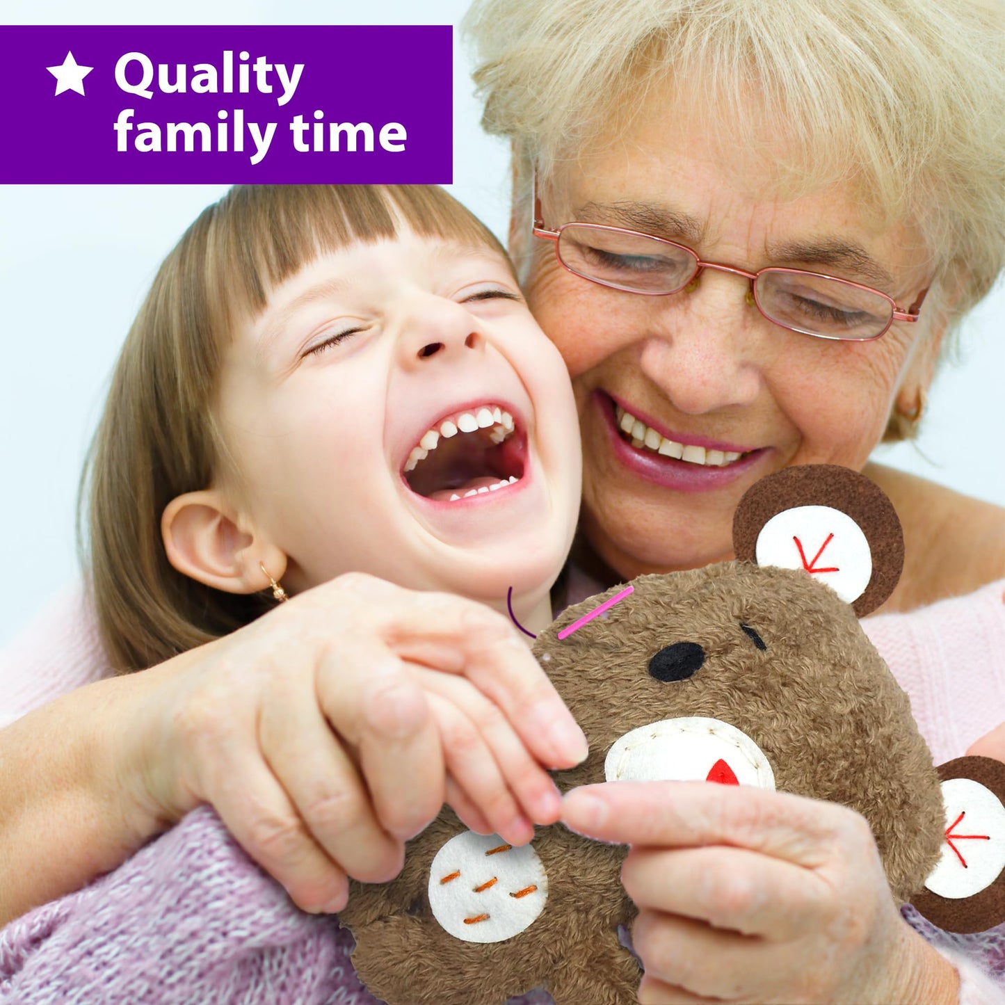 KRAFUN Sewing Kit for Kids – 3-in-1 Teddy, Raccoon & Owl Beginner Sewing Kit