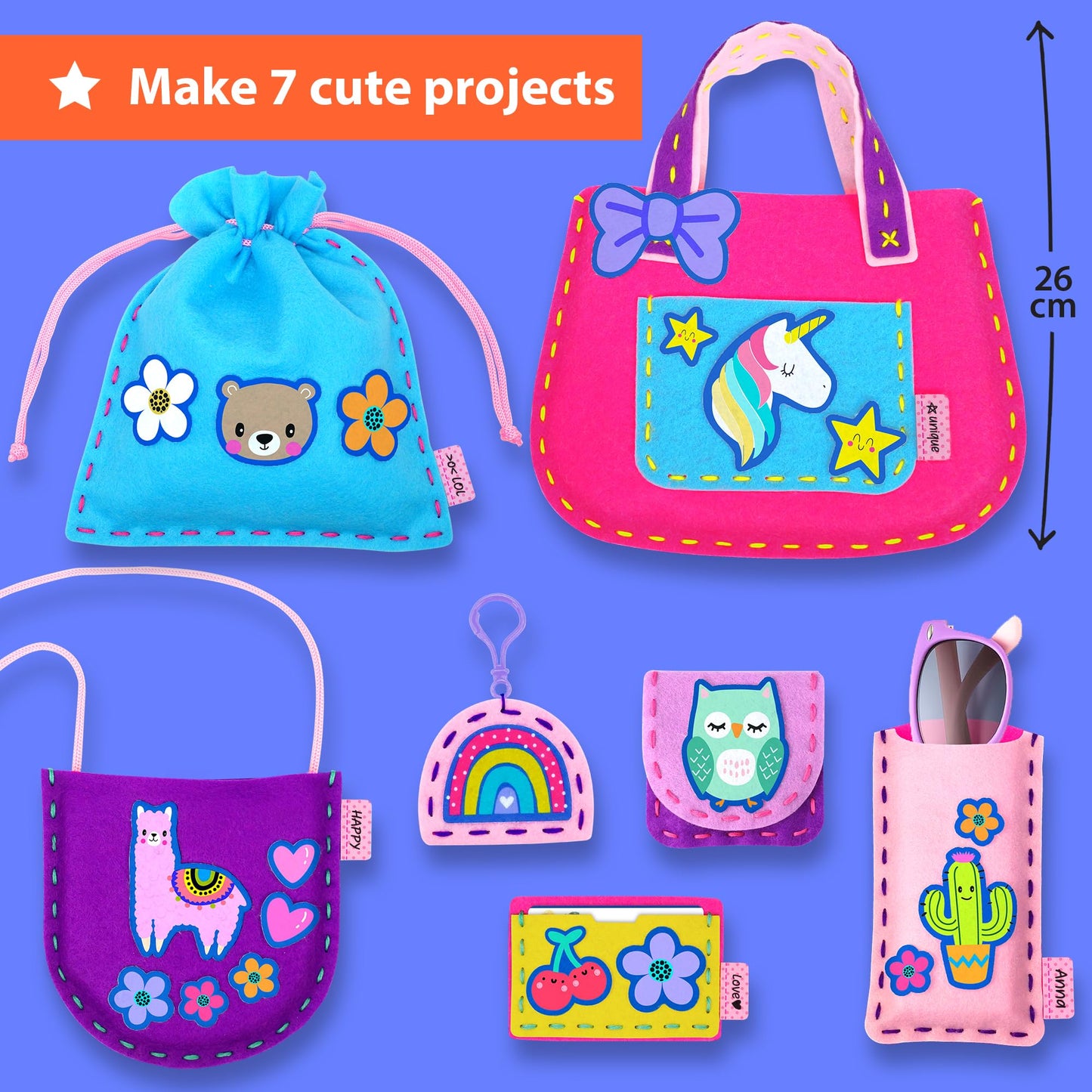 KRAFUN My First Sewing Bag Kit | 6 Easy DIY Projects for Kids