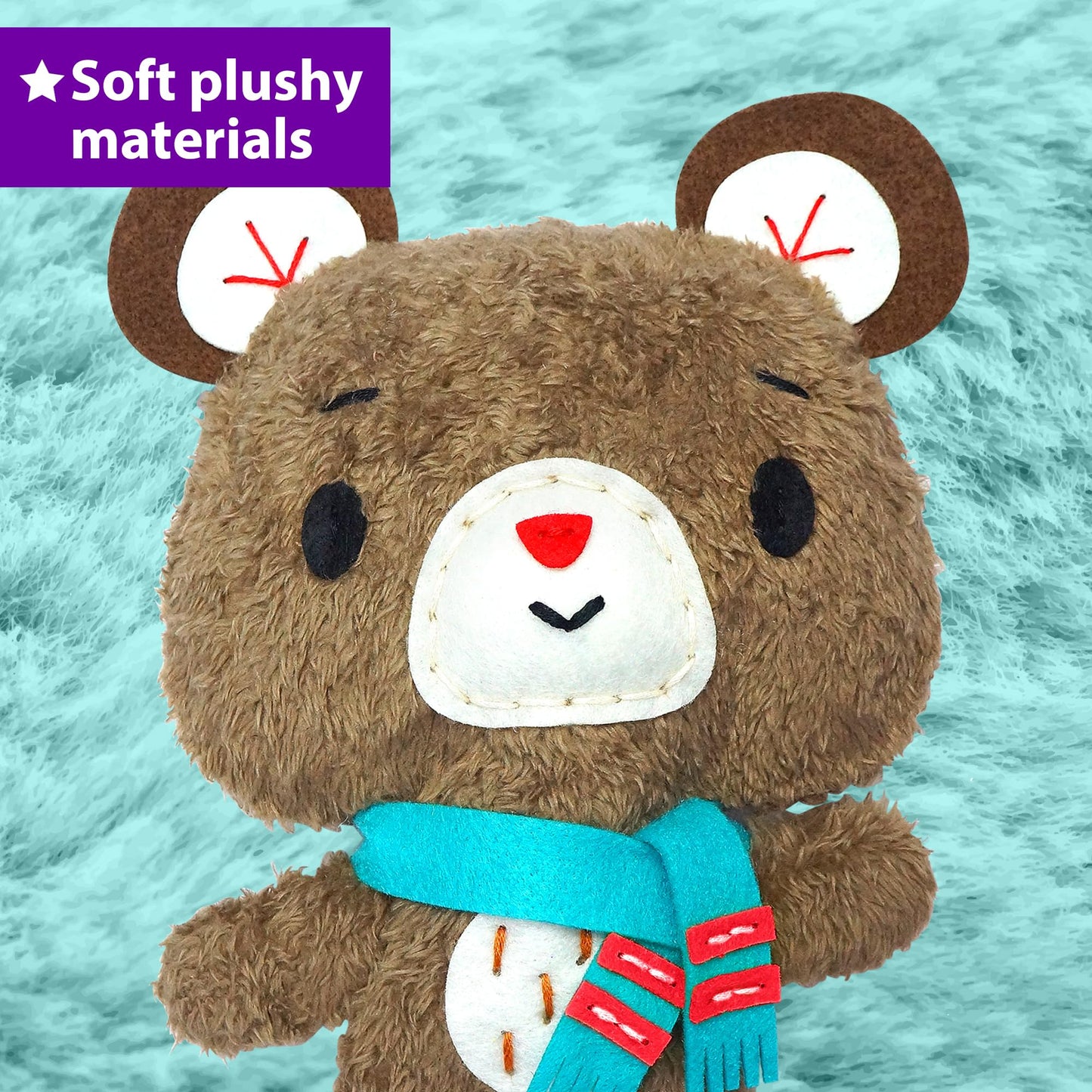 KRAFUN Sewing Kit for Kids – 3-in-1 Teddy, Raccoon & Owl Beginner Sewing Kit