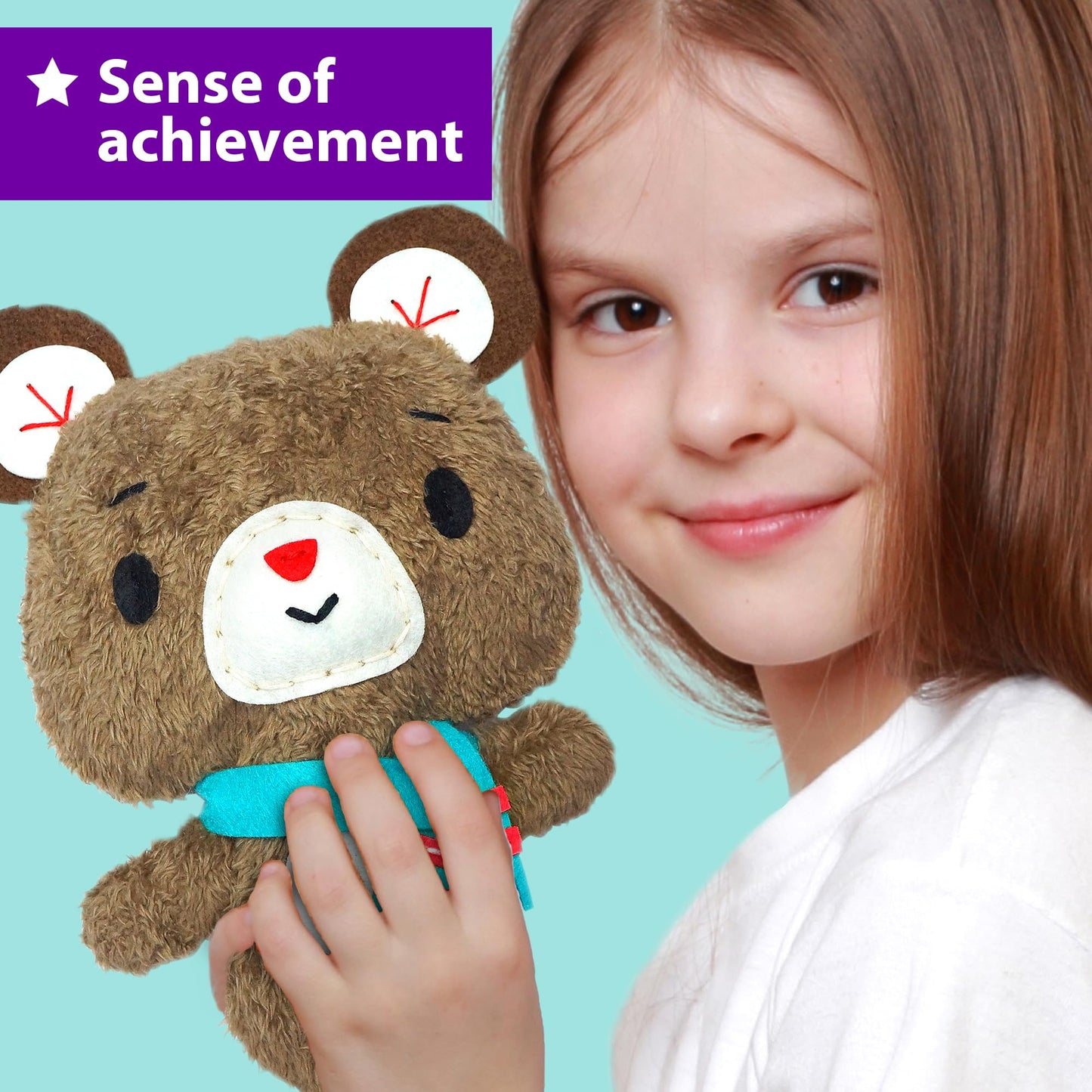 KRAFUN Sewing Kit for Kids – 3-in-1 Teddy, Raccoon & Owl Beginner Sewing Kit