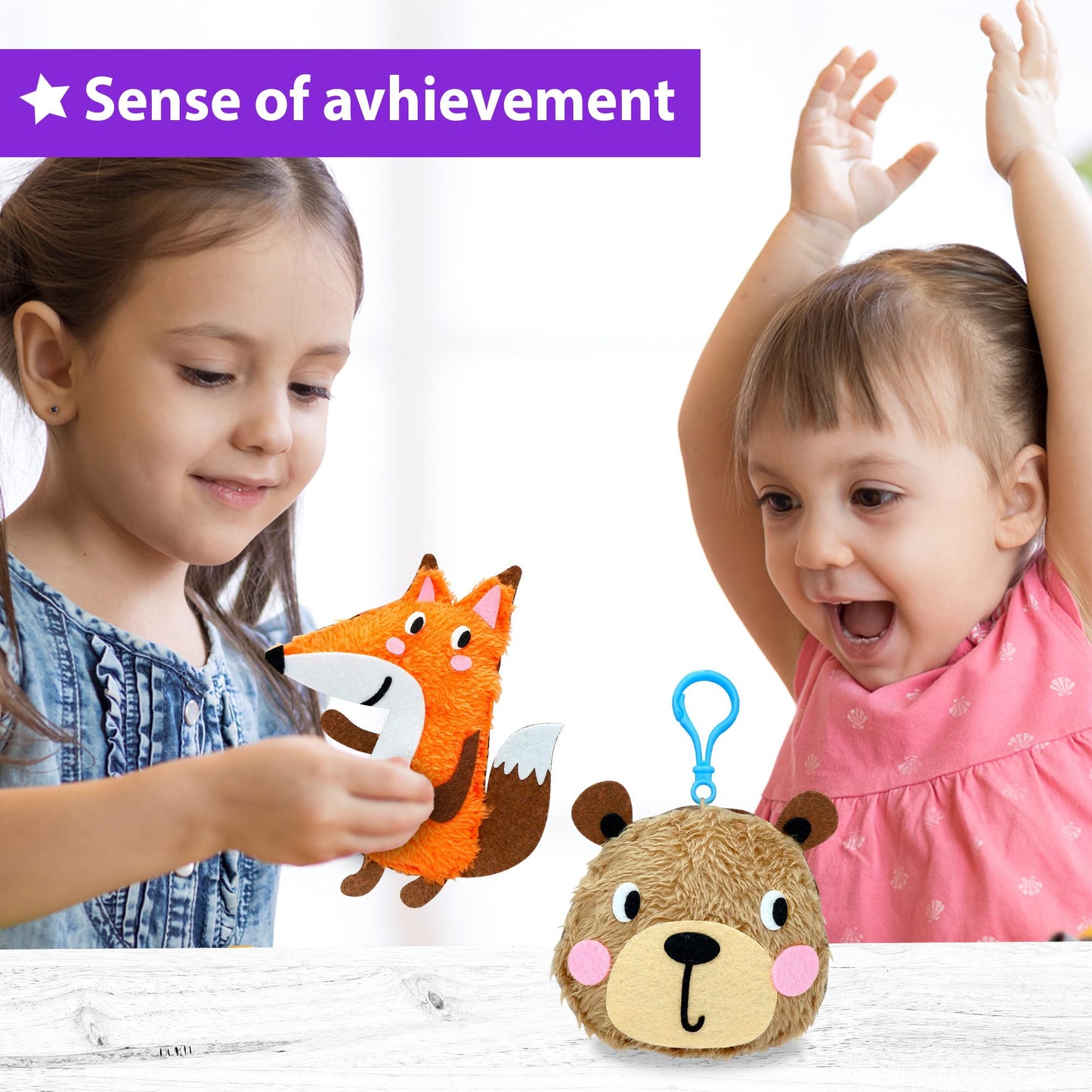 KRAFUN My First Sewing Animal Kit for Kids – 5 Easy Projects, Safe Materials, No-Mess Craft