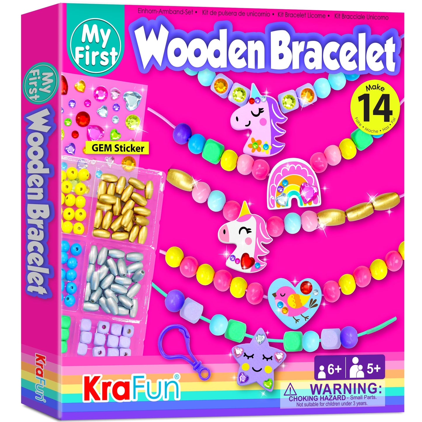 KRAFUN Unicorn Bracelet Kit for Girls – 14 Jewelry Projects with Beads, Charms & Threads