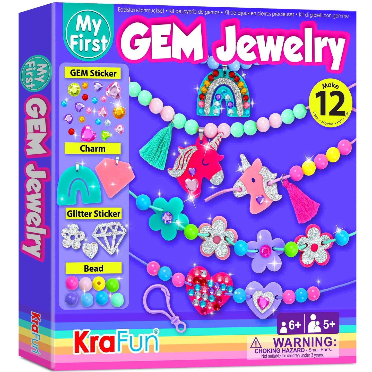 KRAFUN Unicorn & Princess Jewelry Making Kit for Girls – DIY Beads, Charms & Gems | Ages 4-8+