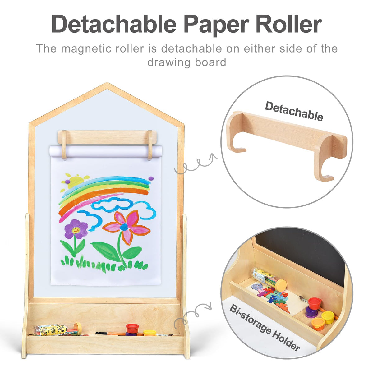 KRAND House Design Double-Sided Magnetic Drawing Board — Extra Large Wall-Mount Easel for Kids