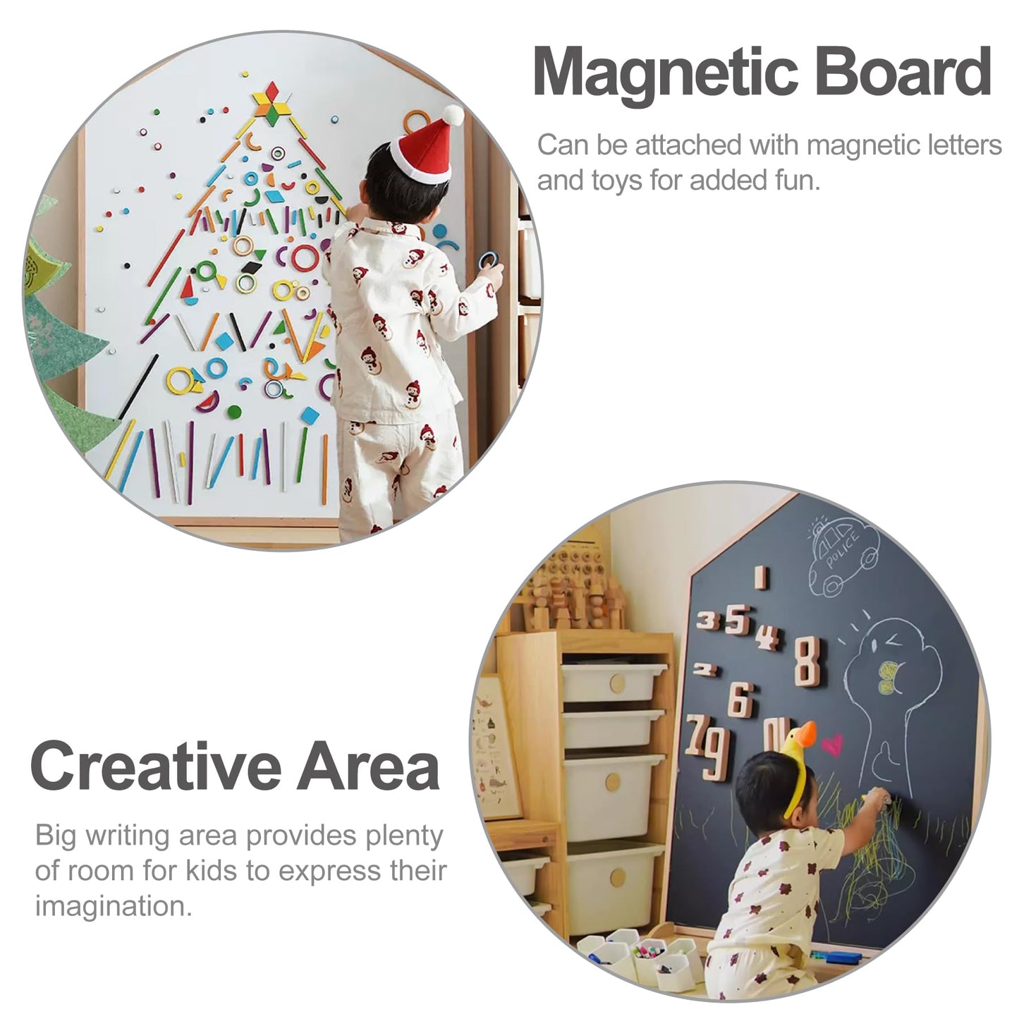 KRAND Double-Sided Magnetic Drawing Board for Kids | Wall Mountable Art Easel