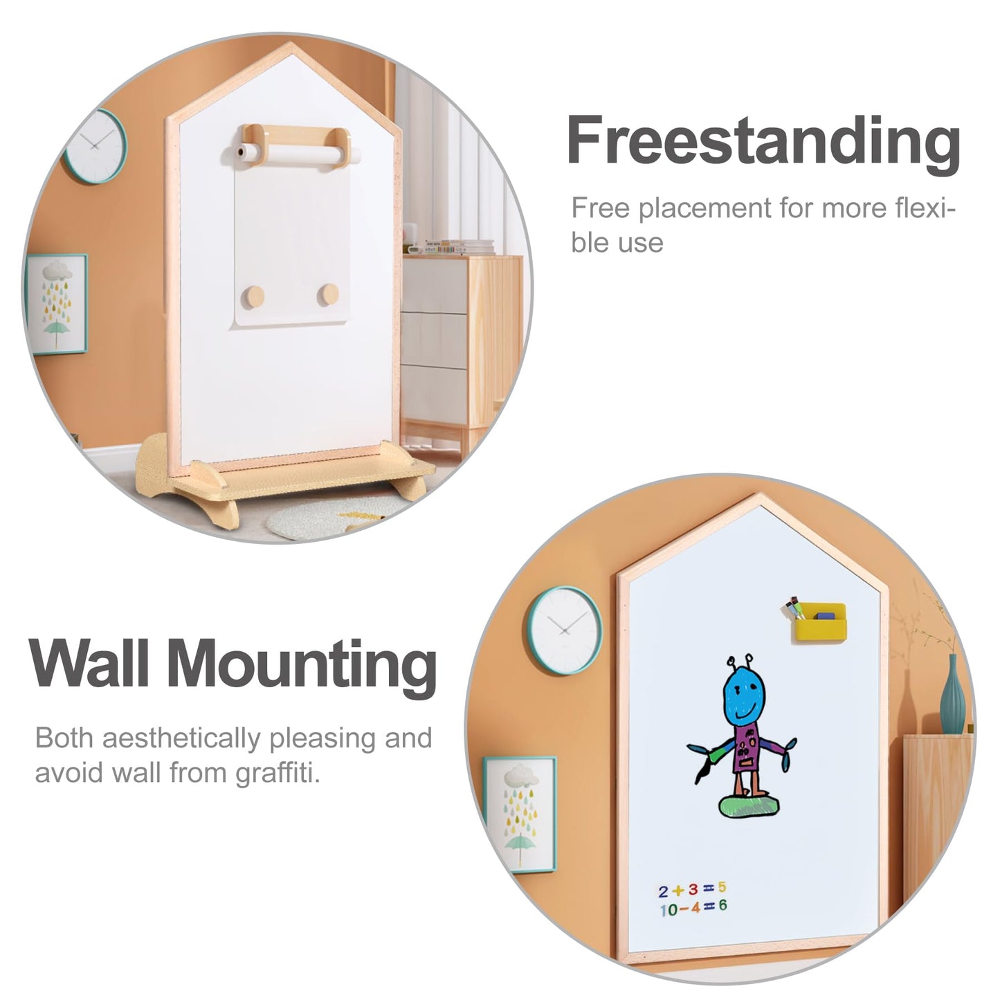 KRAND Double-Sided Magnetic Drawing Board for Kids | Wall Mountable Art Easel
