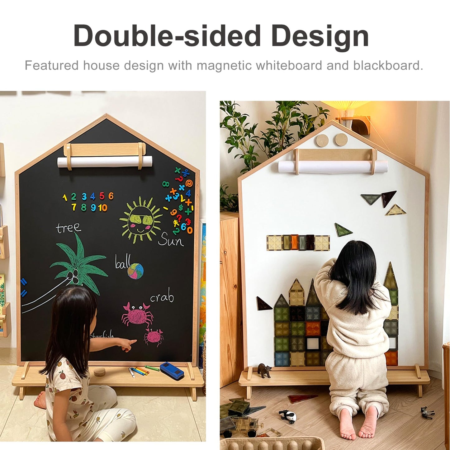 KRAND Double-Sided Magnetic Drawing Board for Kids | Wall Mountable Art Easel