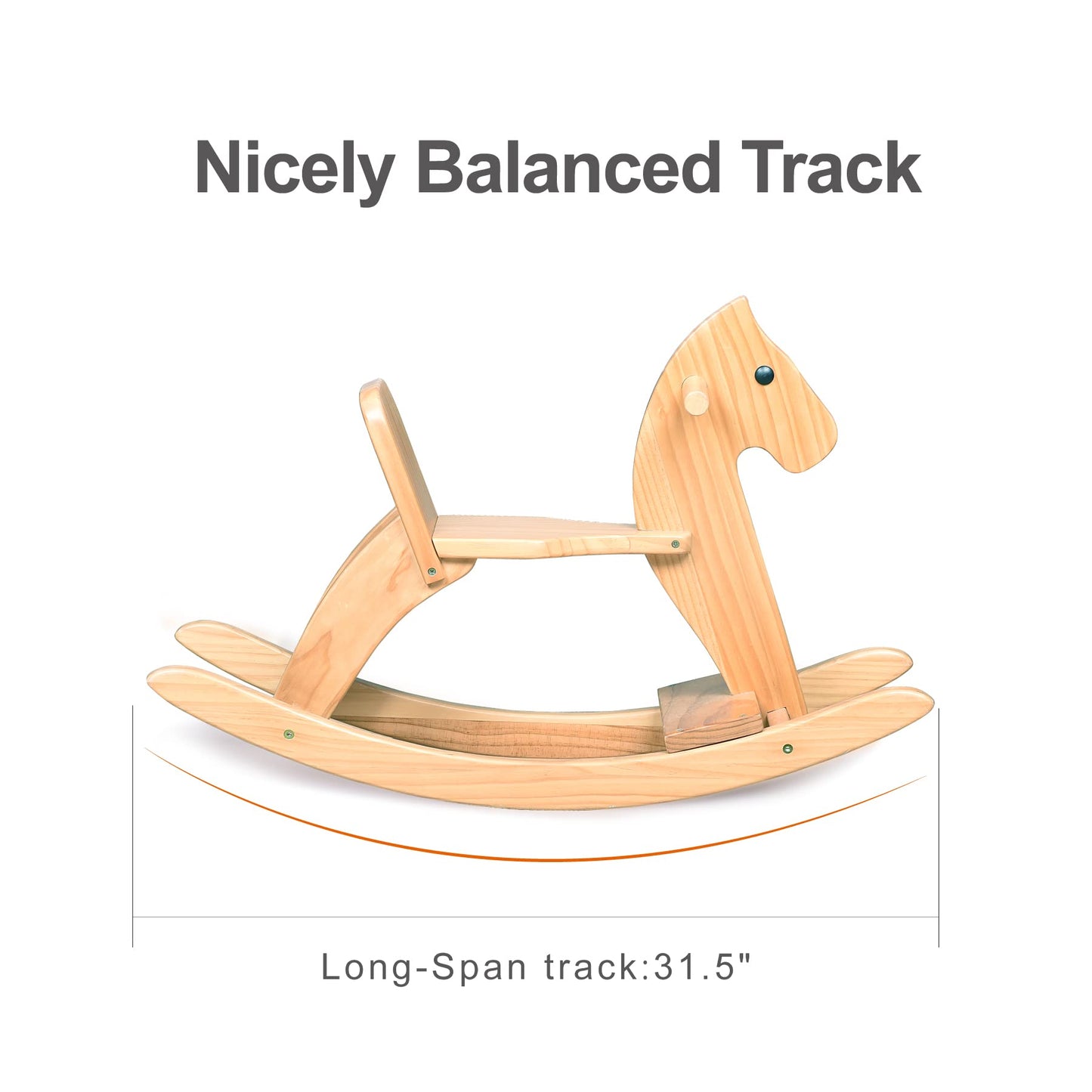 KRAND Wooden Rocking Horse – Pink Toddler Ride On Toy with Pedal & Safe Backrest
