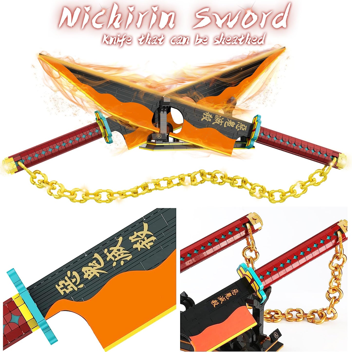 Kravkind 1478pcs 82-inch Samurai Sword Building Block Model with Scabbard & Stand | Ideal Gift for Anime Fans