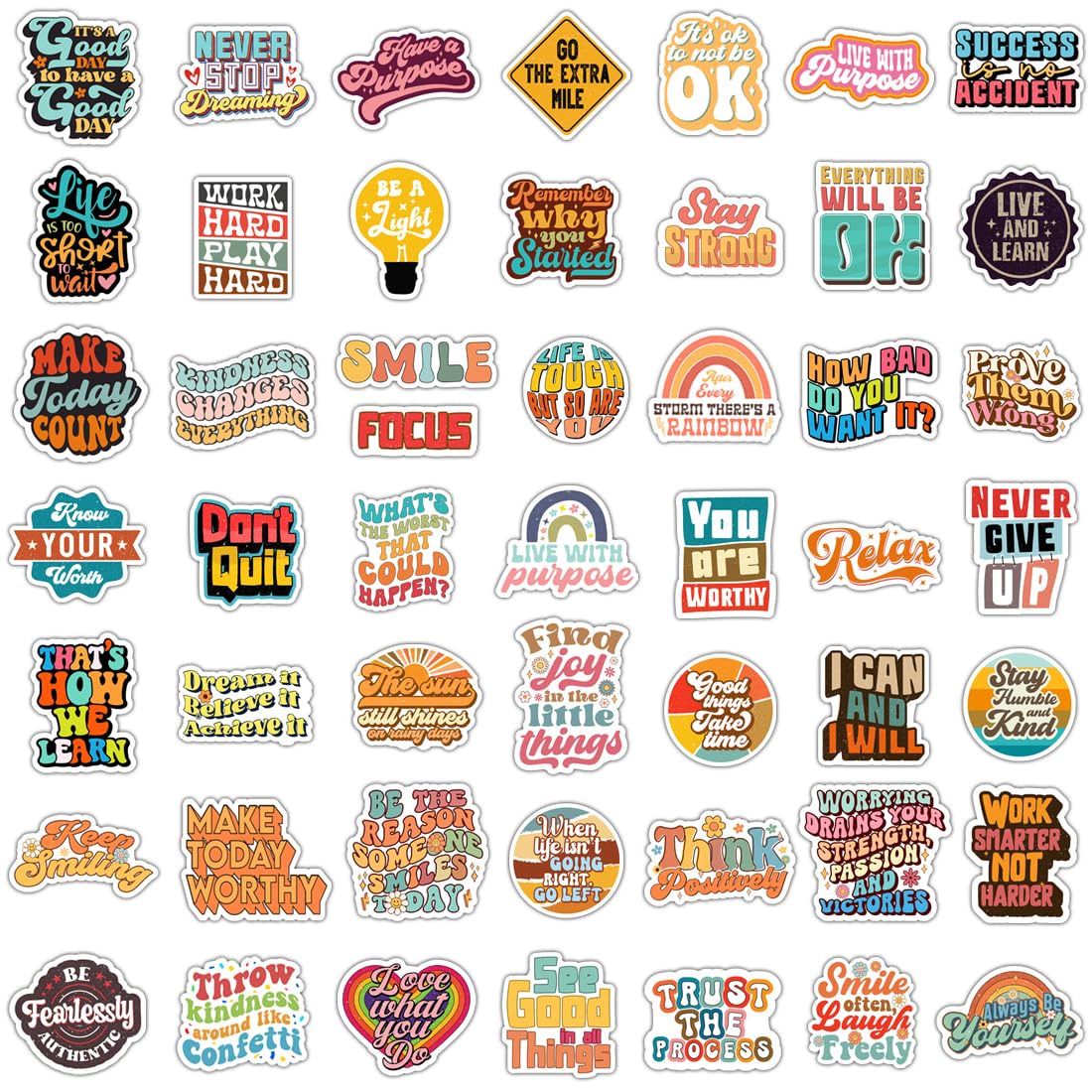 Krazy4K 100 Pack Motivational Stickers – Inspirational Decals for Laptops & Water Bottles
